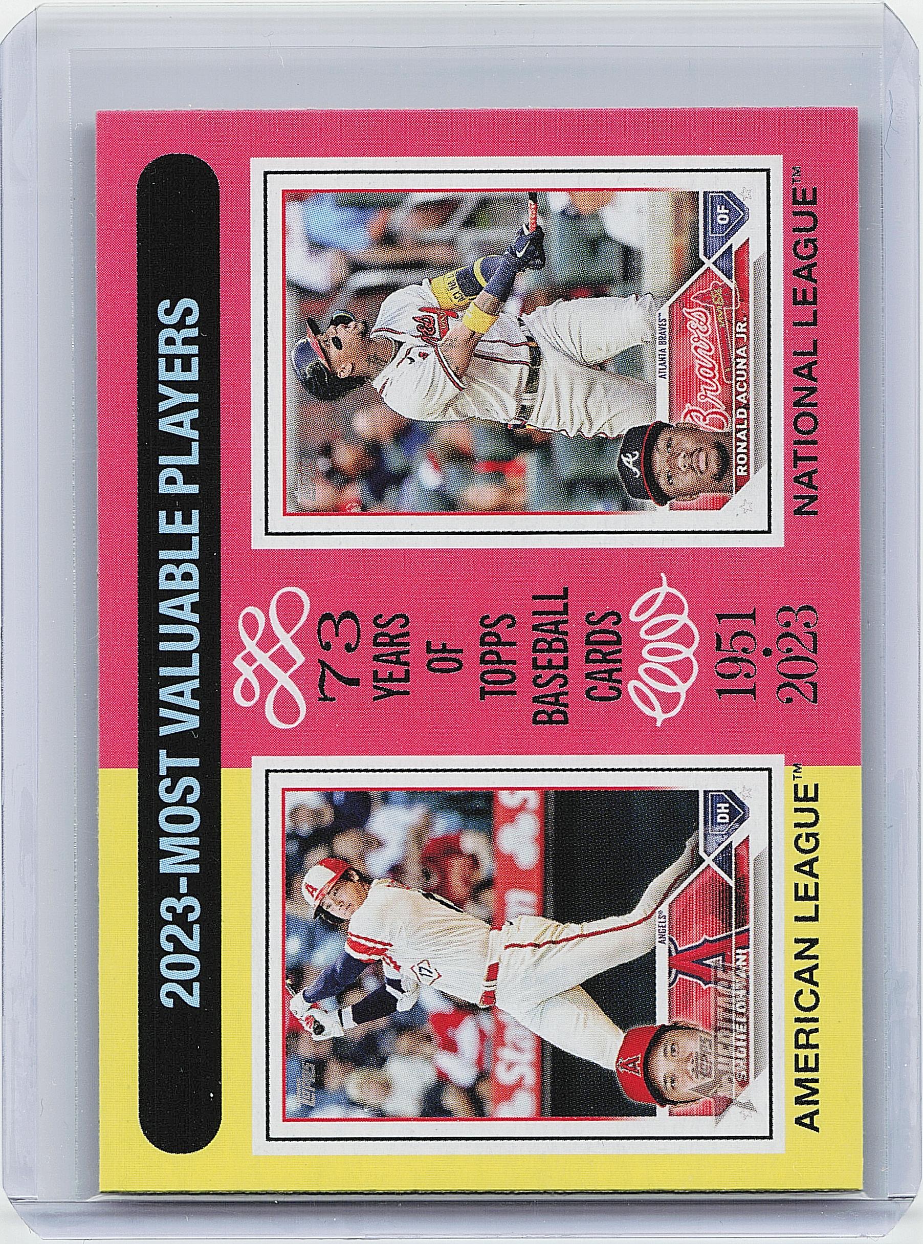 2024 Topps Heritage #204 2023 MVPs (Shohei Ohtani / Ronald Acuña Jr.)