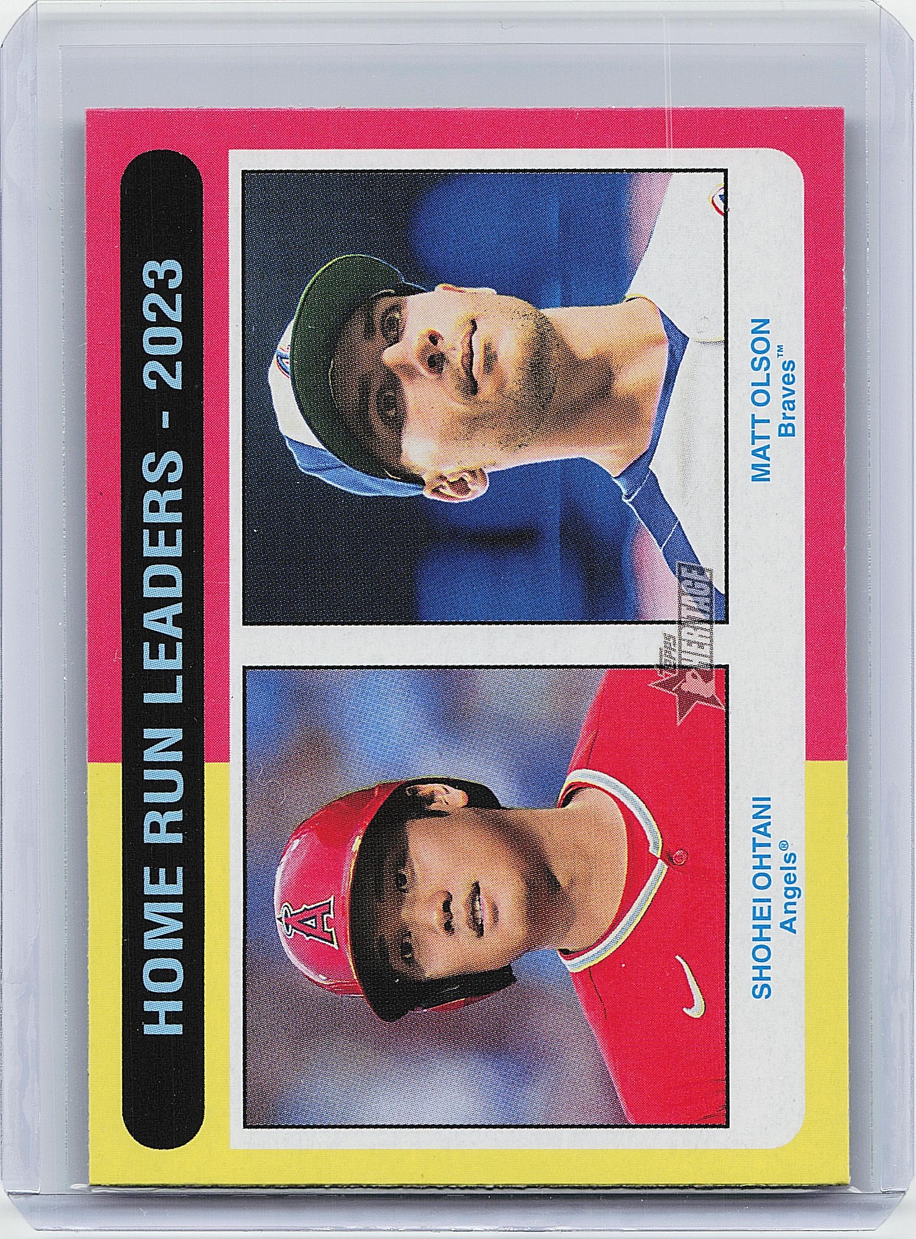 2024 Topps Heritage #307 Home Run Leaders - 2023 (Shohei Ohtani / Matt Olson)