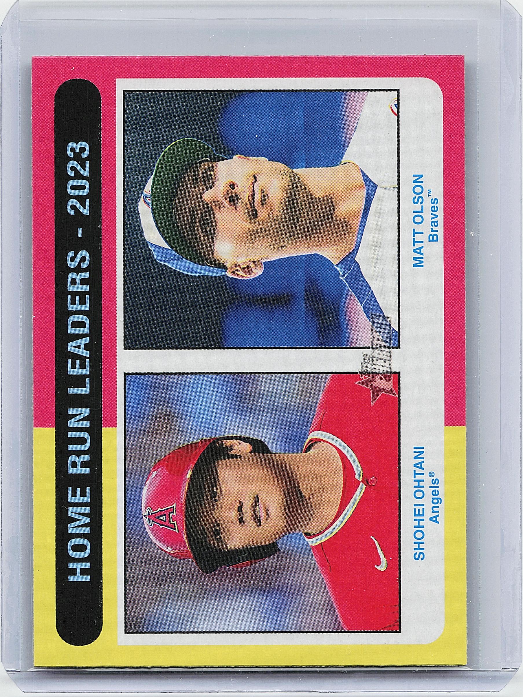 2024 Topps Heritage #307 Home Run Leaders - 2023 (Shohei Ohtani / Matt Olson)