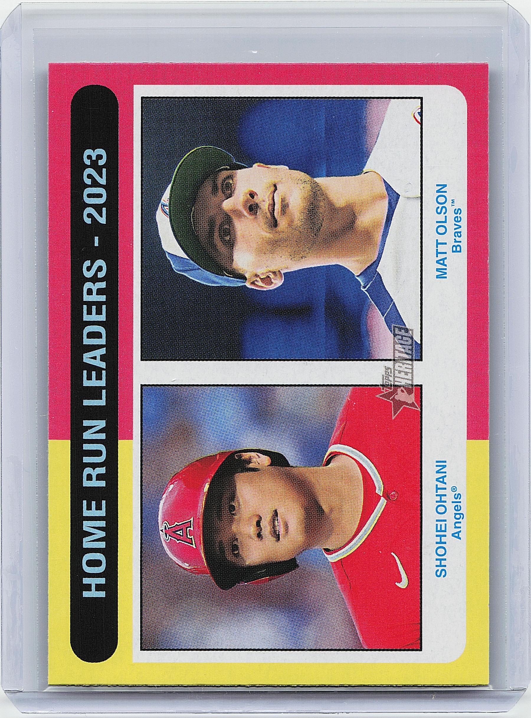 2024 Topps Heritage #307 Home Run Leaders - 2023 (Shohei Ohtani / Matt Olson)