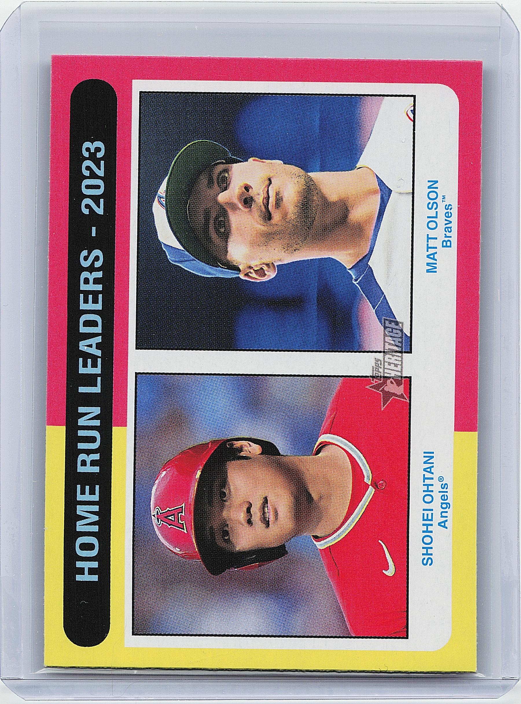 2024 Topps Heritage #307 Home Run Leaders - 2023 (Shohei Ohtani / Matt Olson)