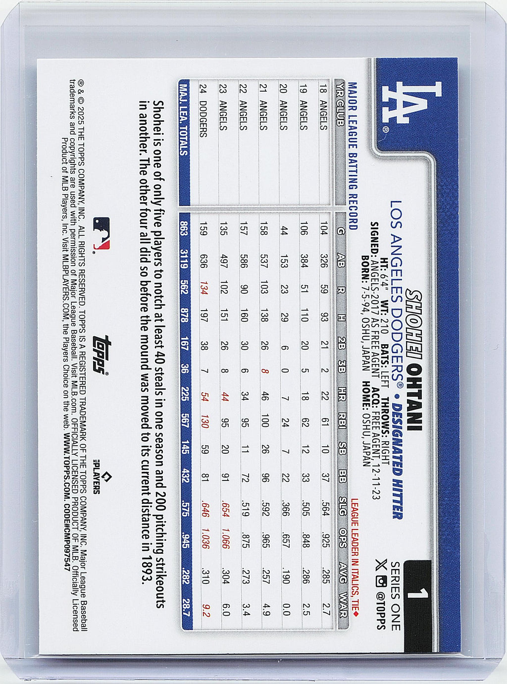 2025 Topps #1 Shohei Ohtani