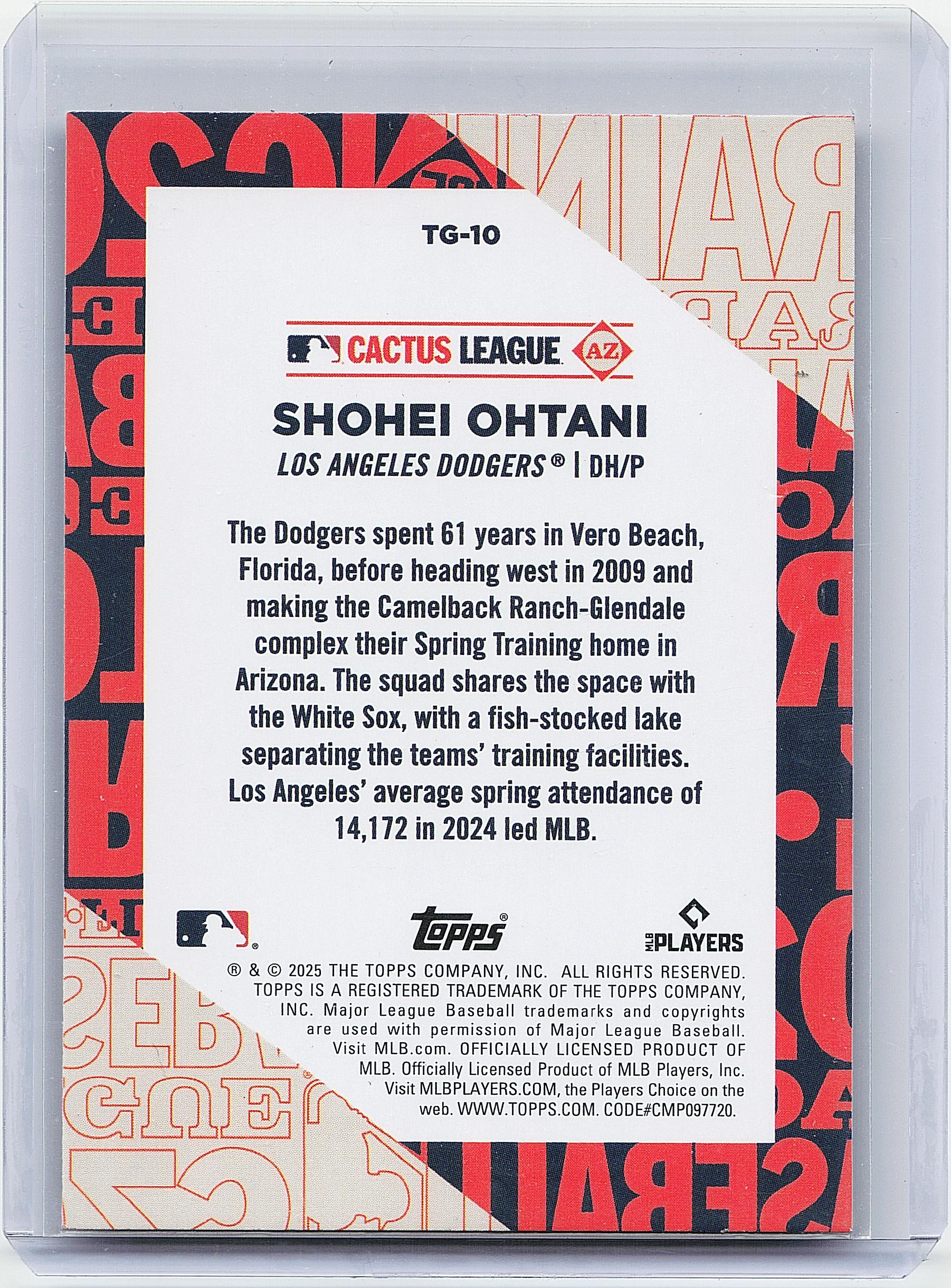 2025 Topps #TG-10 Shohei Ohtani Training Grounds