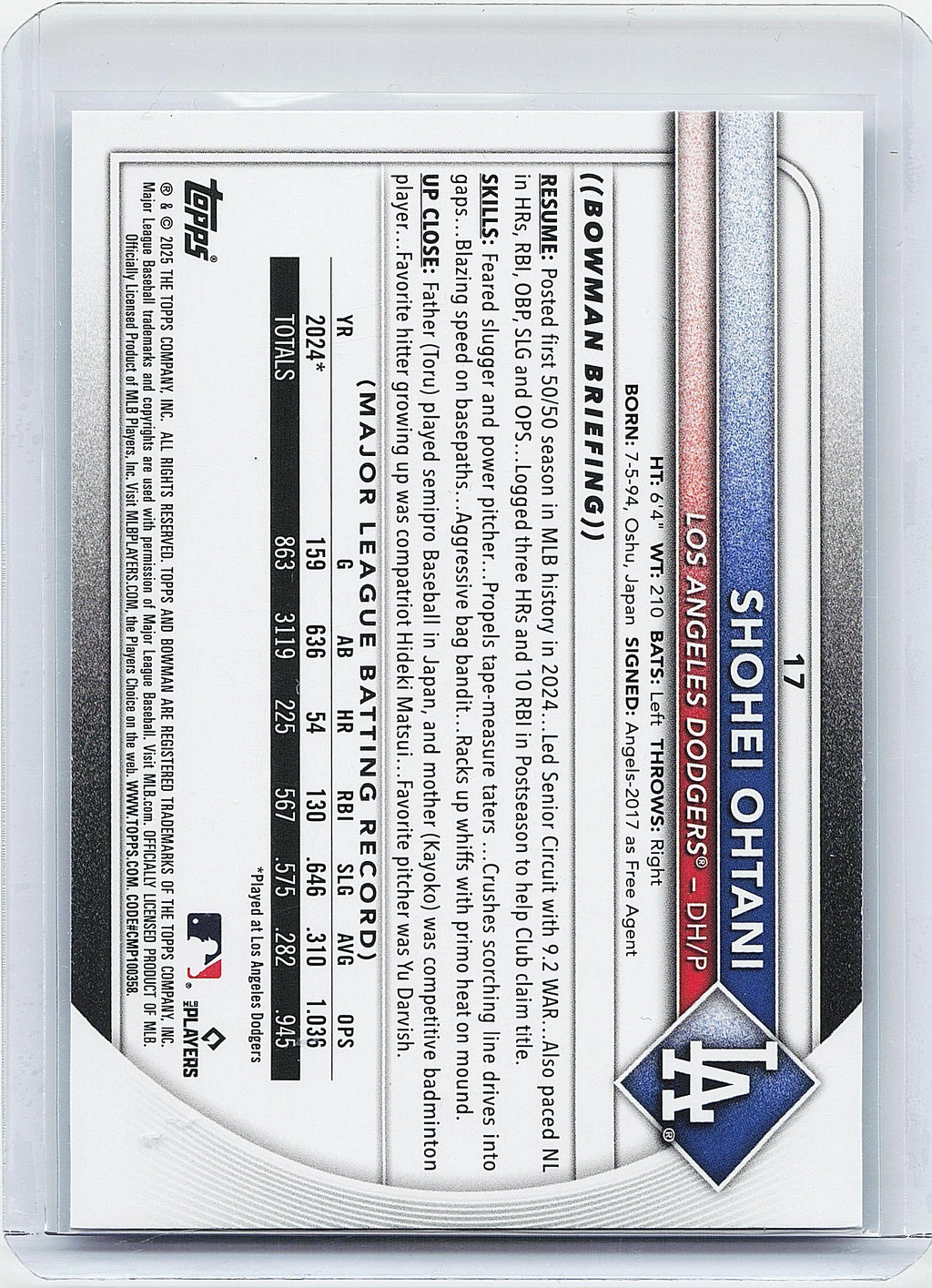 2025 Bowman #17 Shohei Ohtani