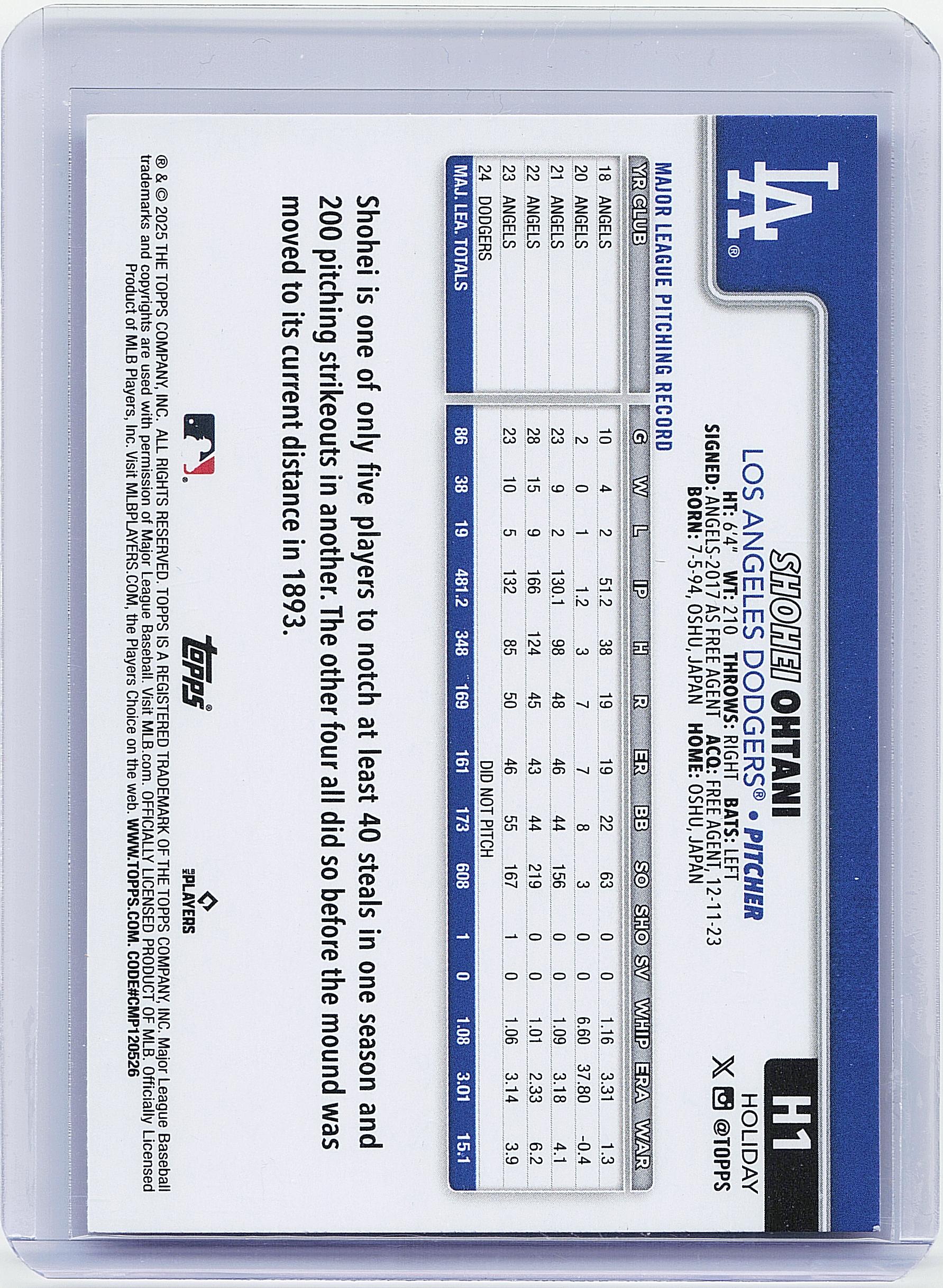 2025 Topps Holiday #H1 Shohei Ohtani