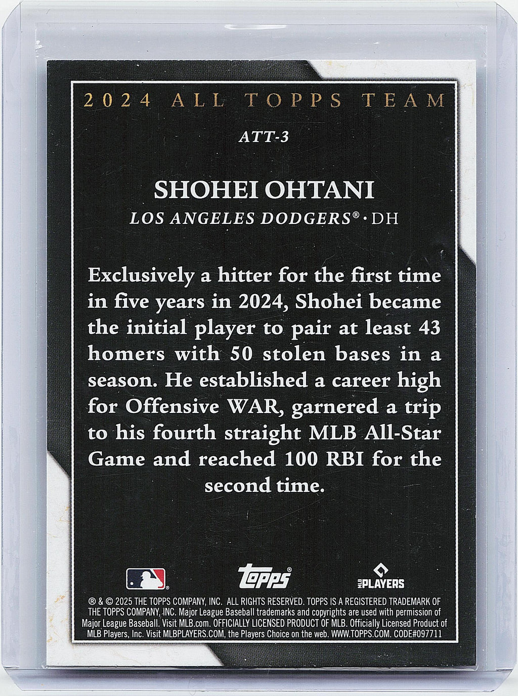 2025 Topps #ATT-3 Shohei Ohtani 2024 All Topps Team