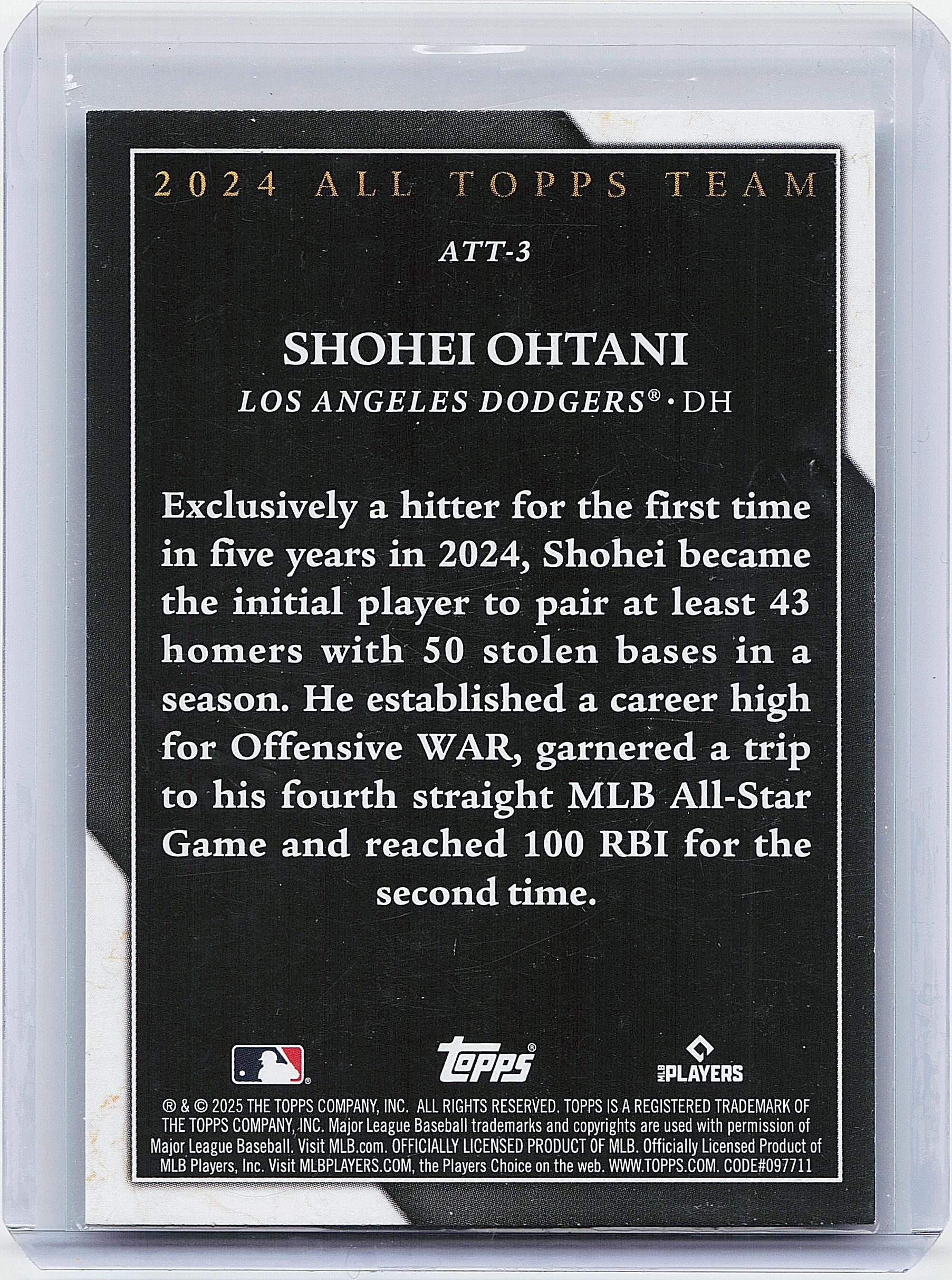2025 Topps #ATT-3 Shohei Ohtani 2024 All Topps Team