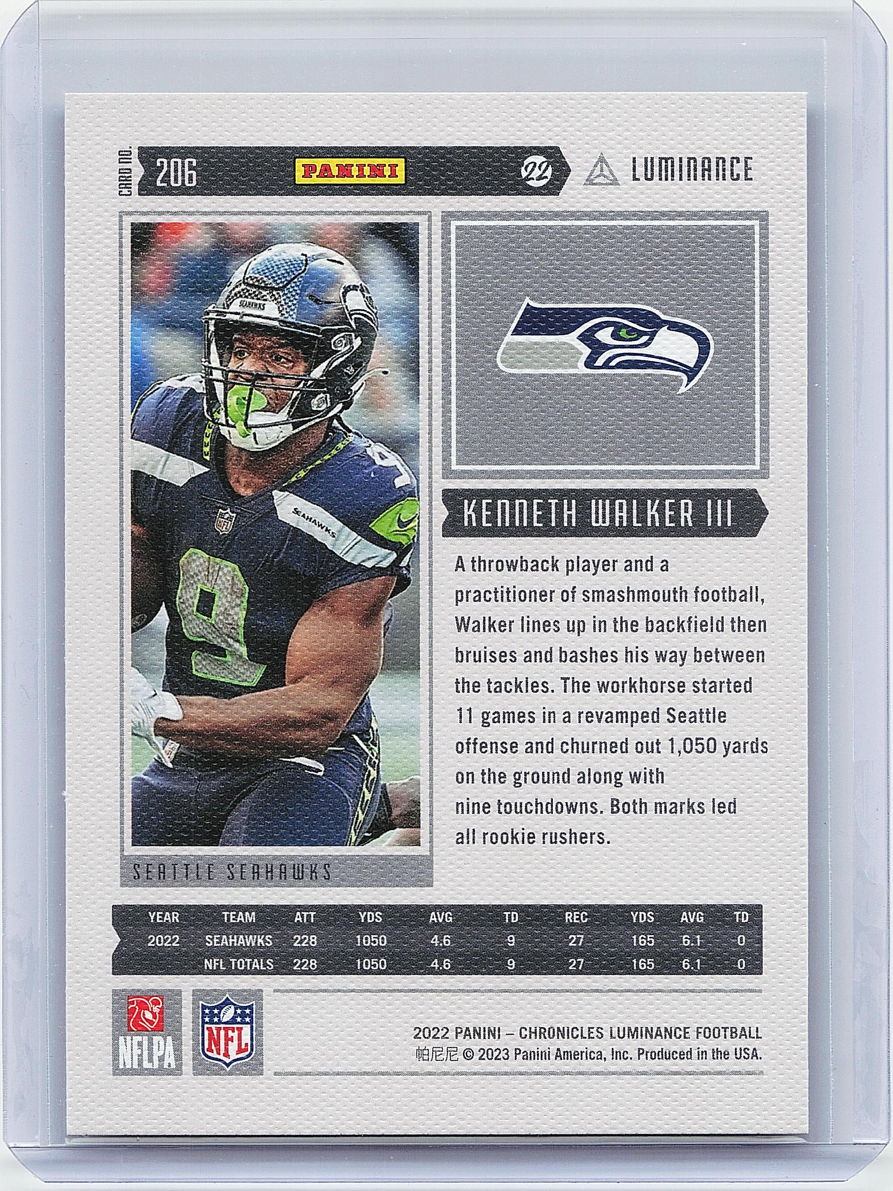 2022 Panini Chronicles #206 Kenneth Walker III Luminance Update Rookies