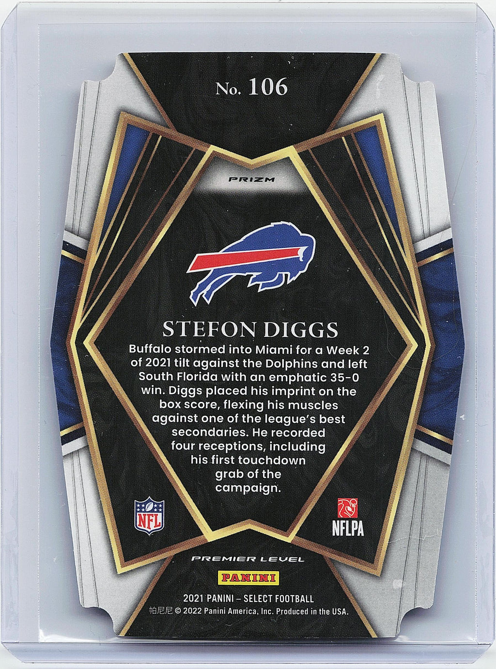 2021 Panini Select #106 Stefon Diggs Red and Blue Prizm Die Cut