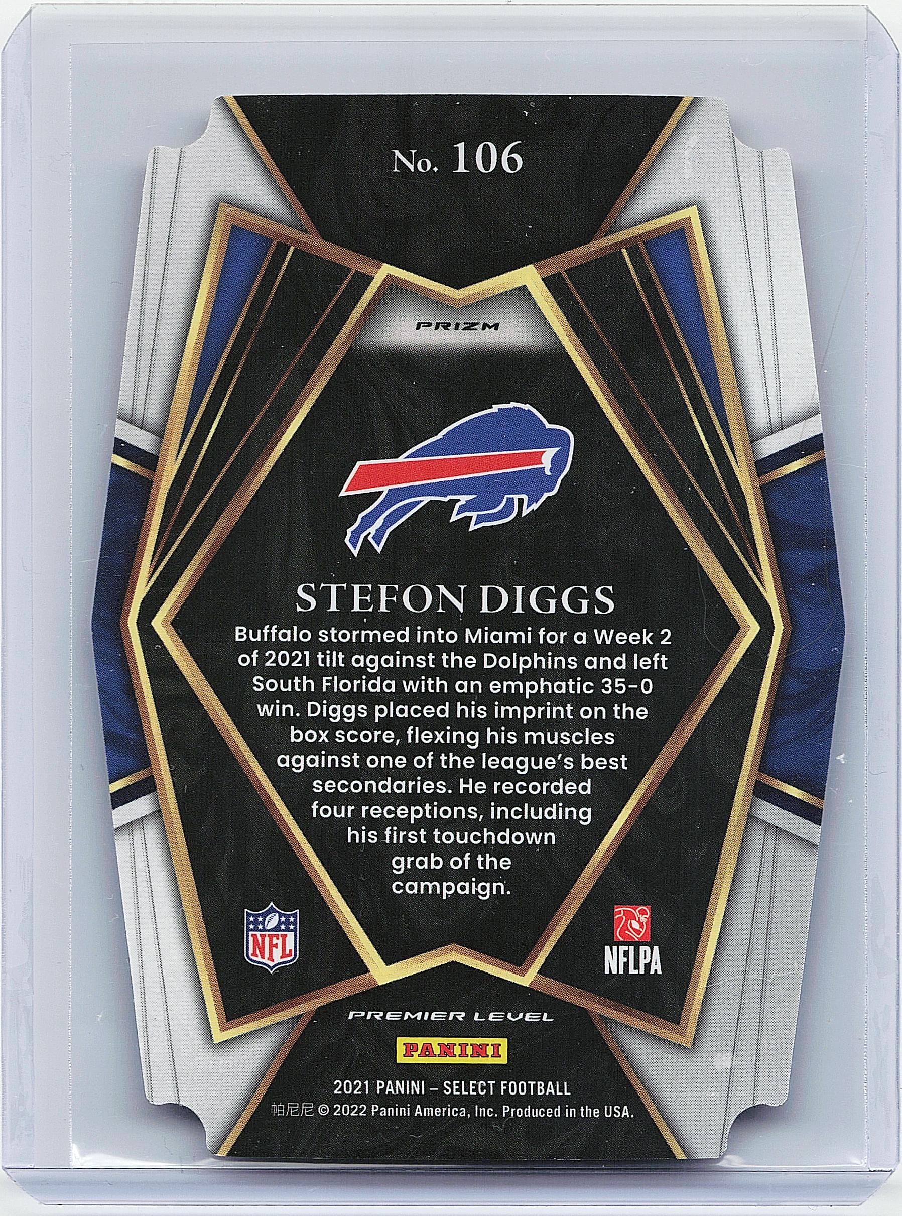 2021 Panini Select #106 Stefon Diggs Red and Blue Prizm Die Cut