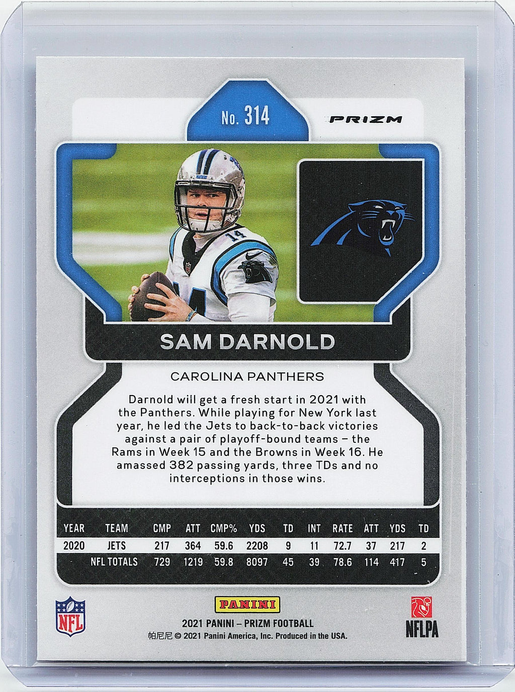 2021 Panini Prizm #314 Sam Darnold Silver