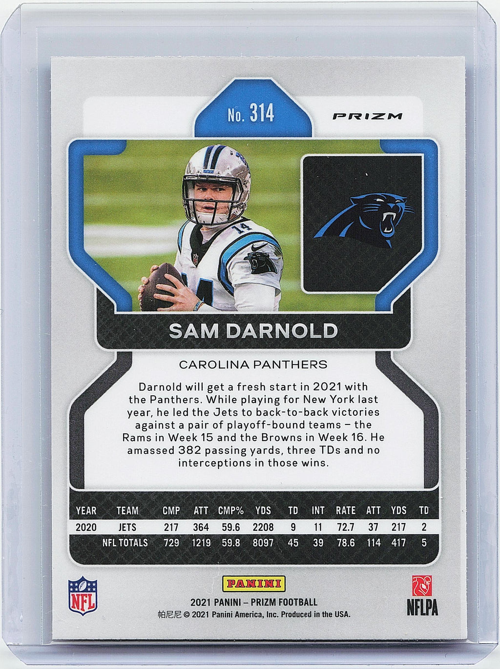 2021 Panini Prizm #314 Sam Darnold Red White and Blue