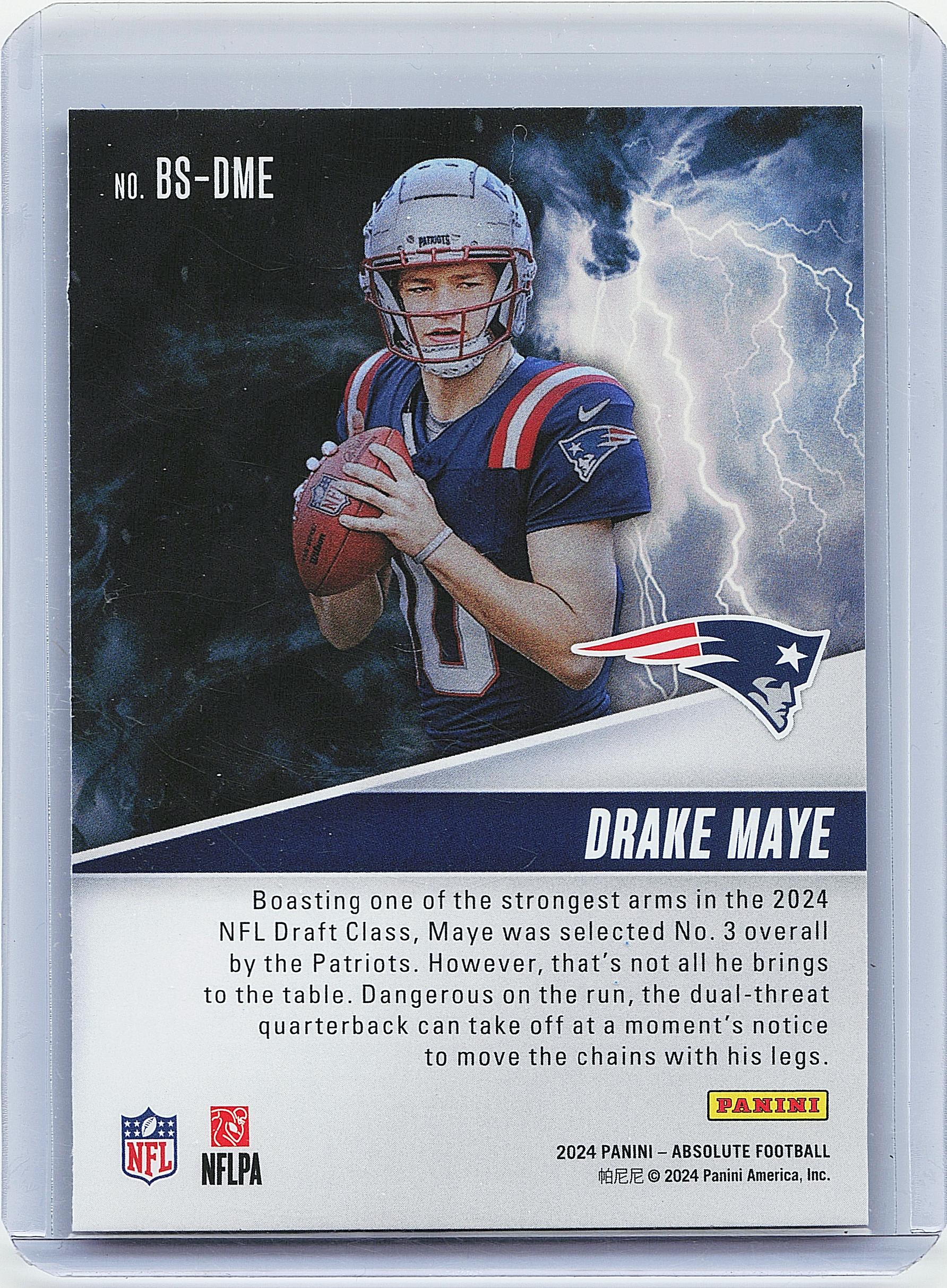 2024 Panini Absolute #BS-DME Drake Maye By Storm