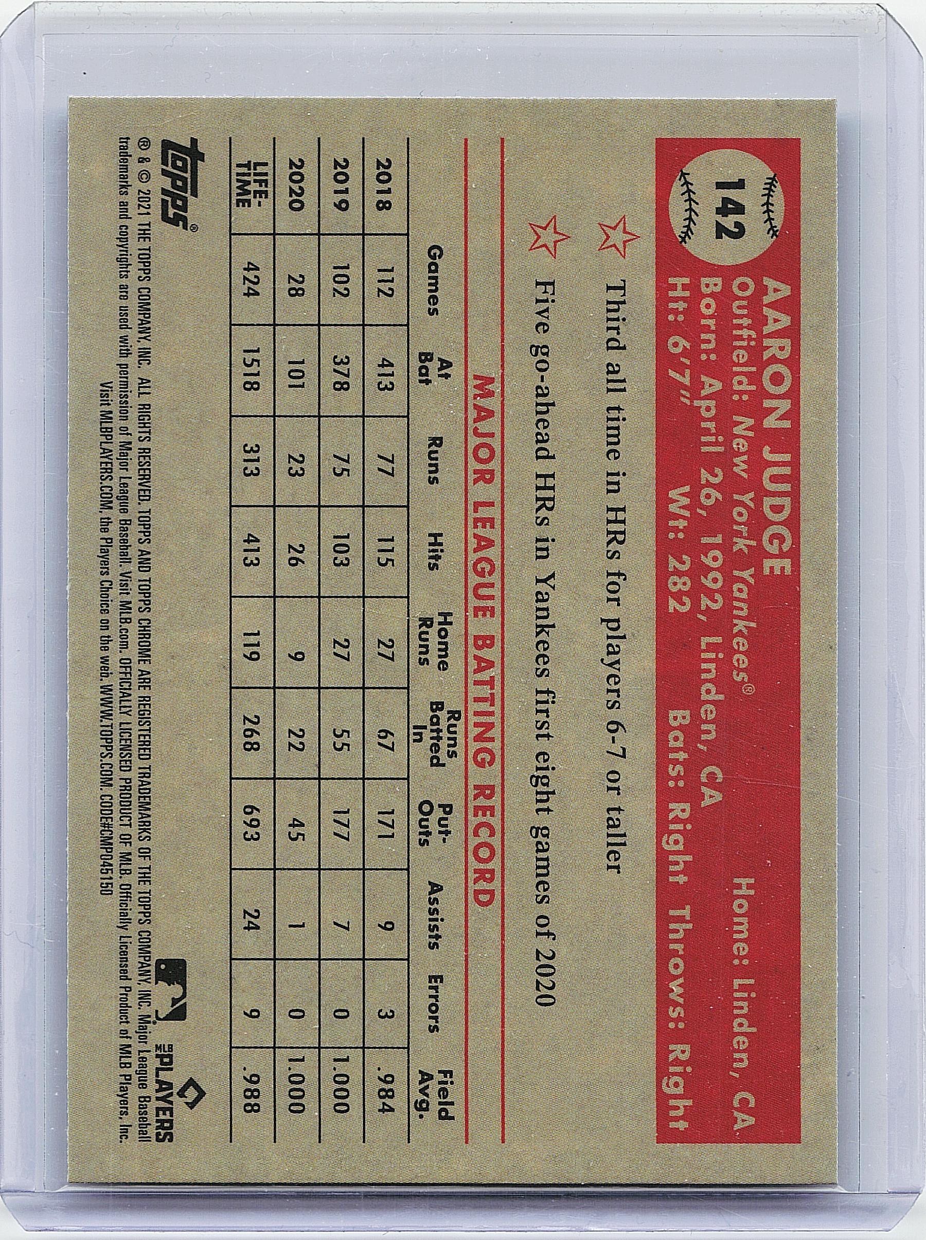 2021 Topps Chrome Platinum Anniversary #142 Aaron Judge
