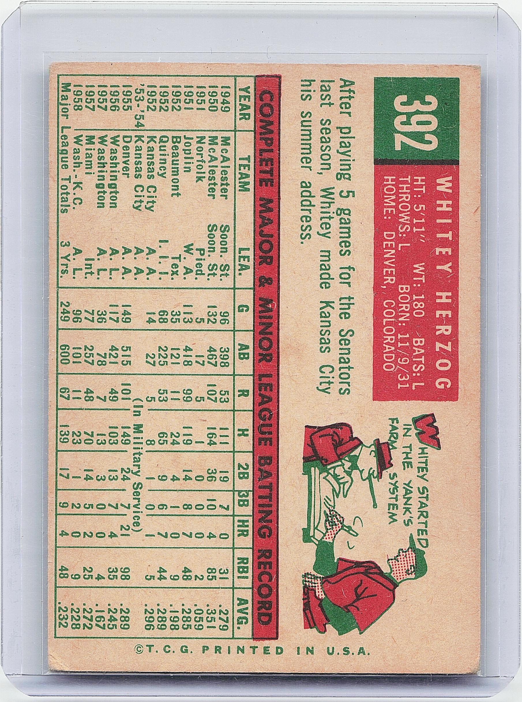 1959 Topps #392 Whitey Herzog