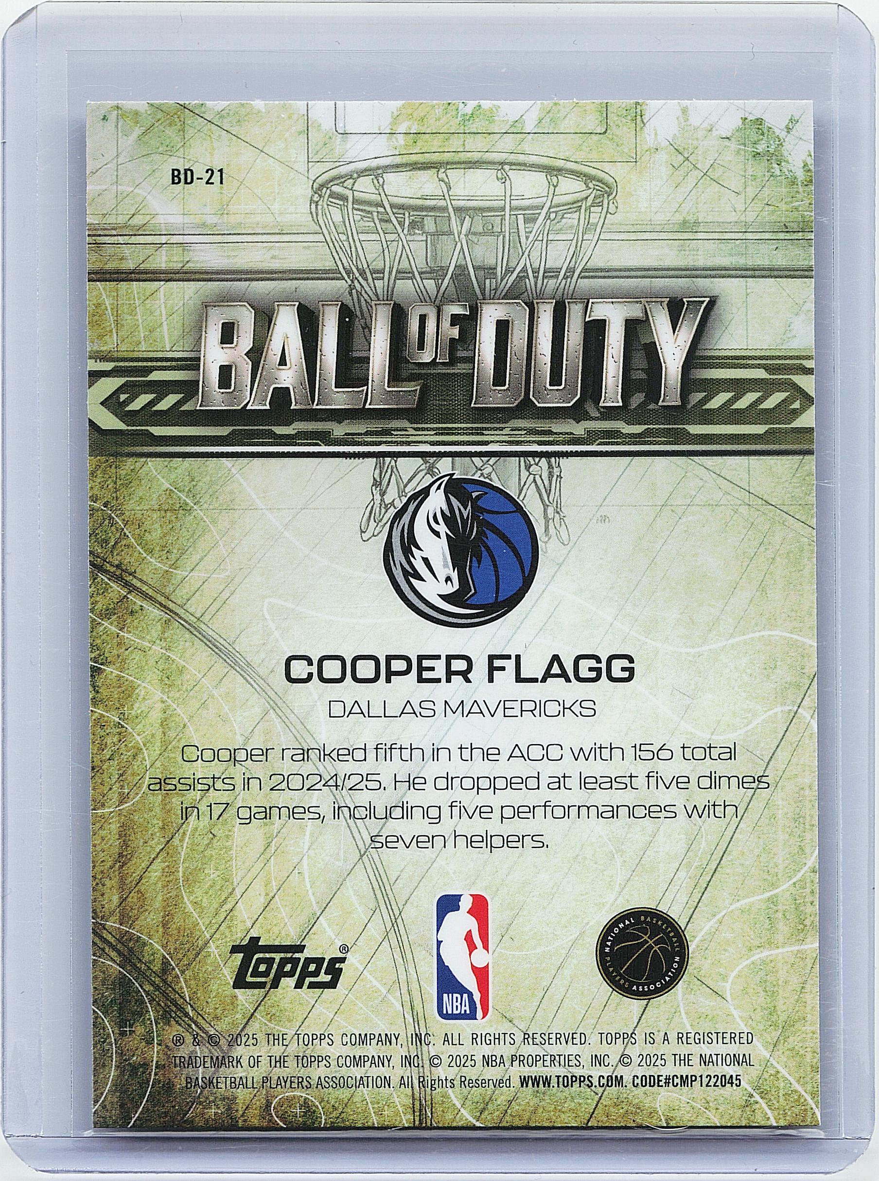 2025-26 Topps Chrome #BD-21 Cooper Flagg Ball of Duty