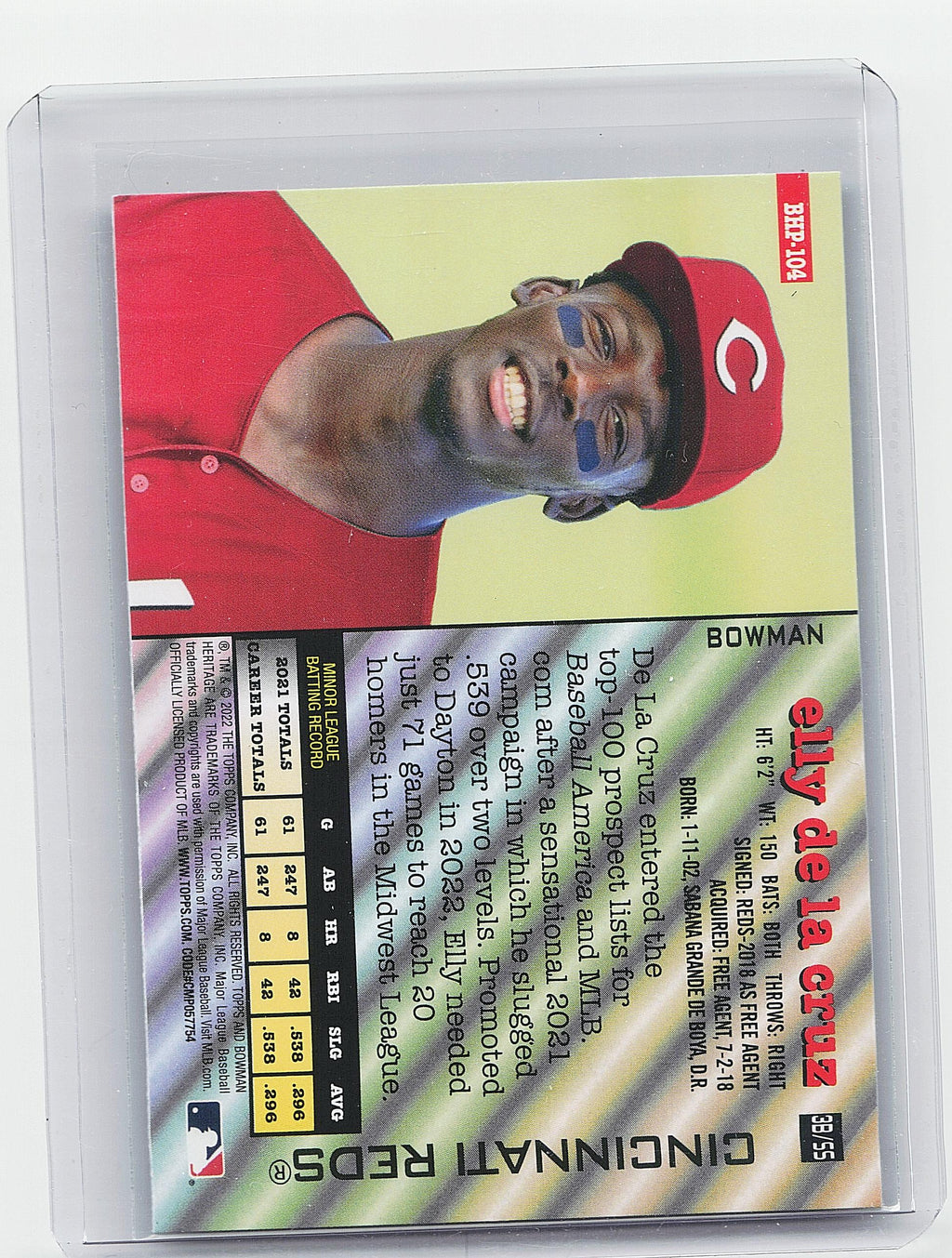 2022 Bowman Heritage #BHP-104 Elly De La Cruz Prospects