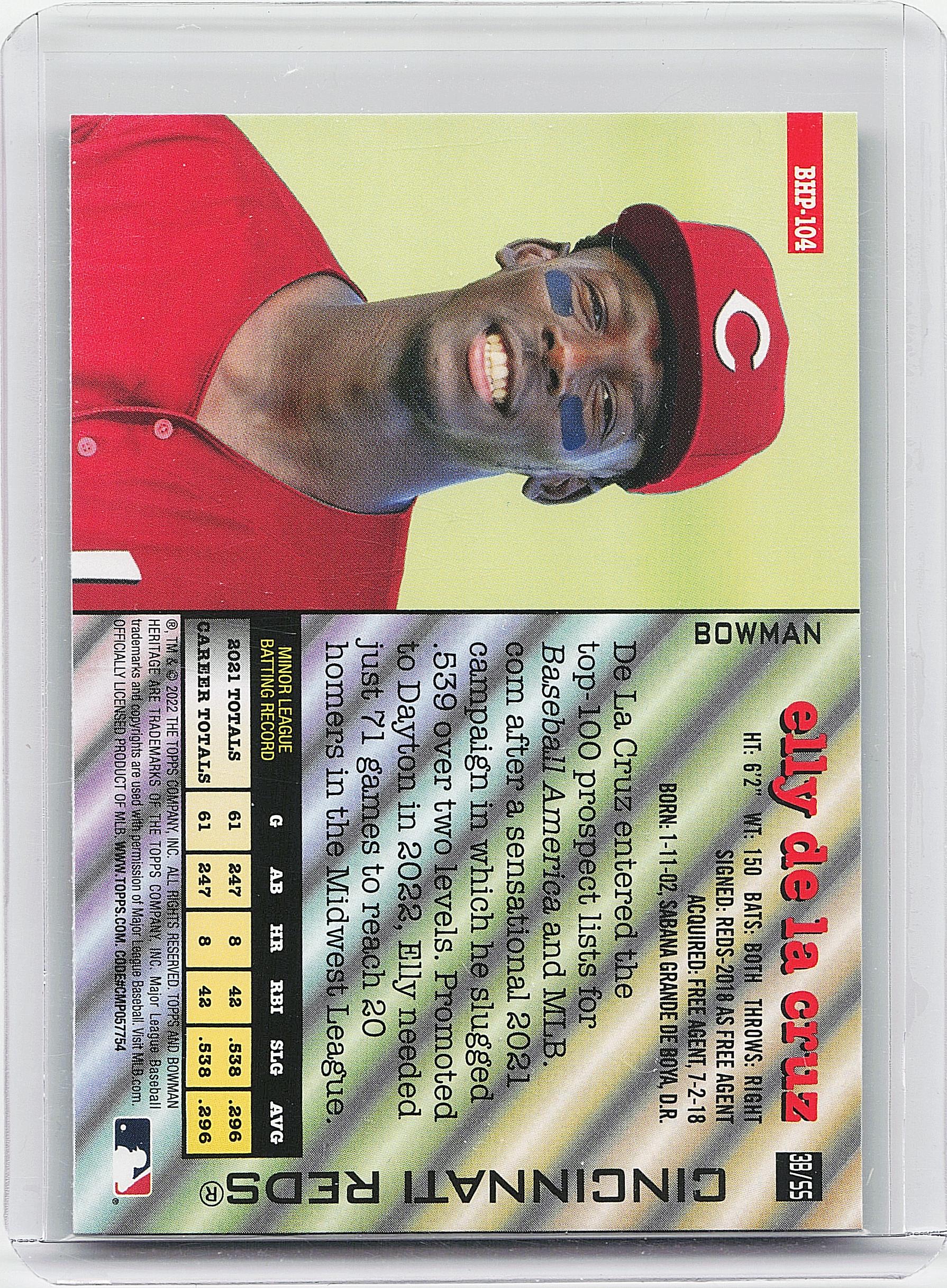 2022 Bowman Heritage #BHP-104 Elly De La Cruz Prospects