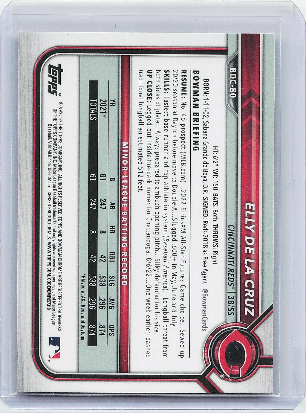 2022 Bowman Draft #BDC-80 Elly De La Cruz Chrome