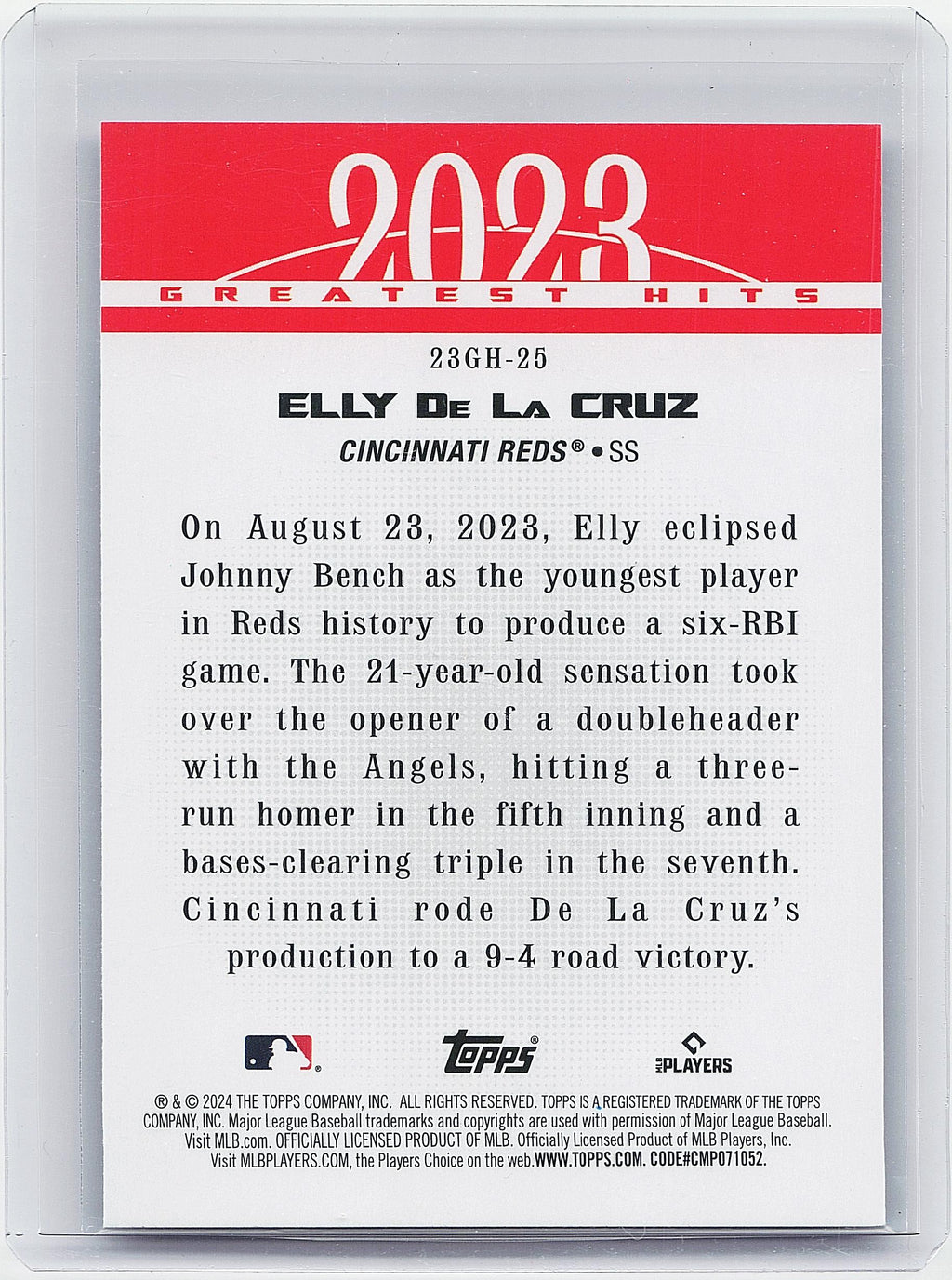 2024 Topps #23GH-25 Elly De La Cruz 2023 Greatest Hits