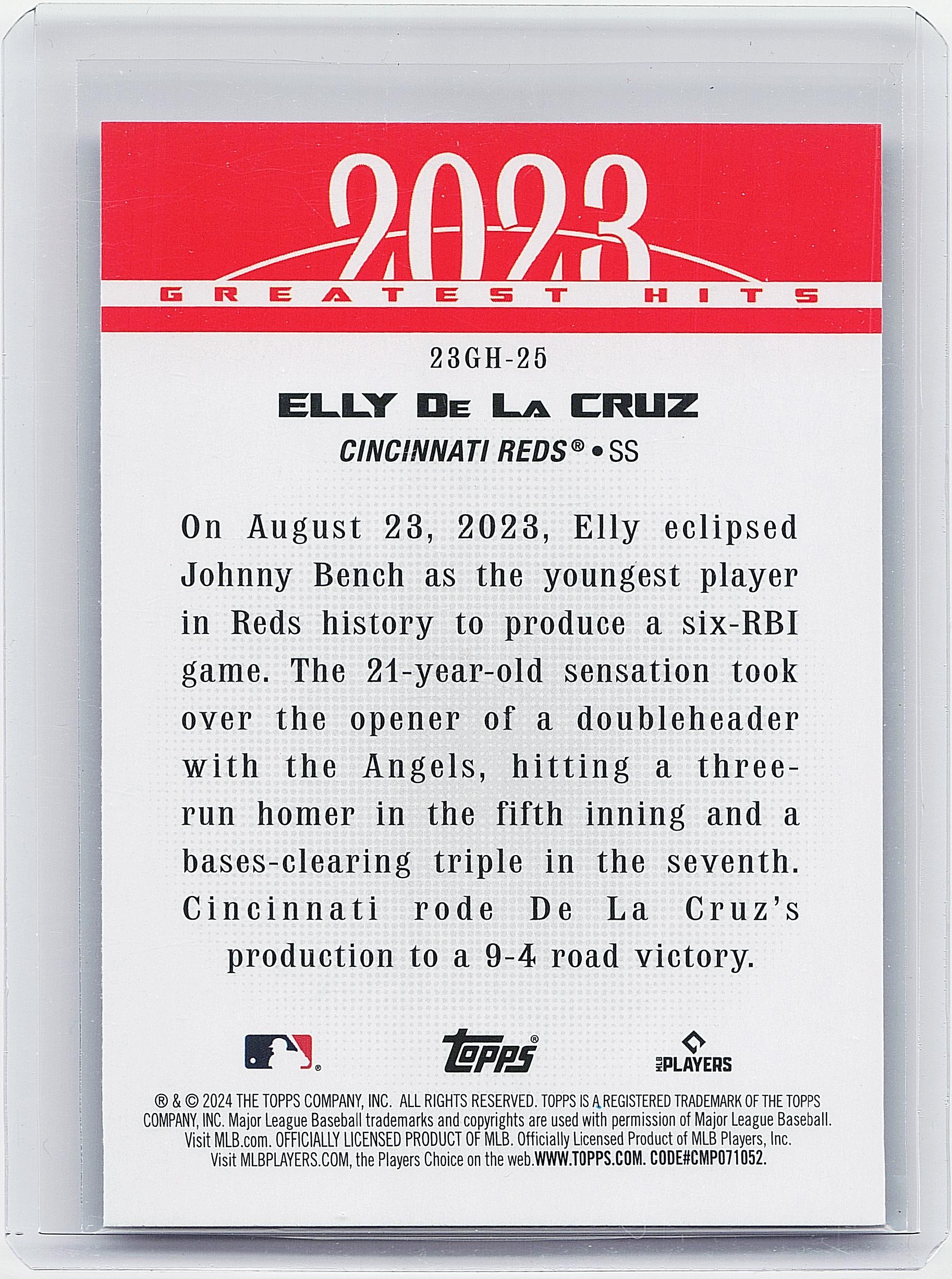 2024 Topps #23GH-25 Elly De La Cruz 2023 Greatest Hits