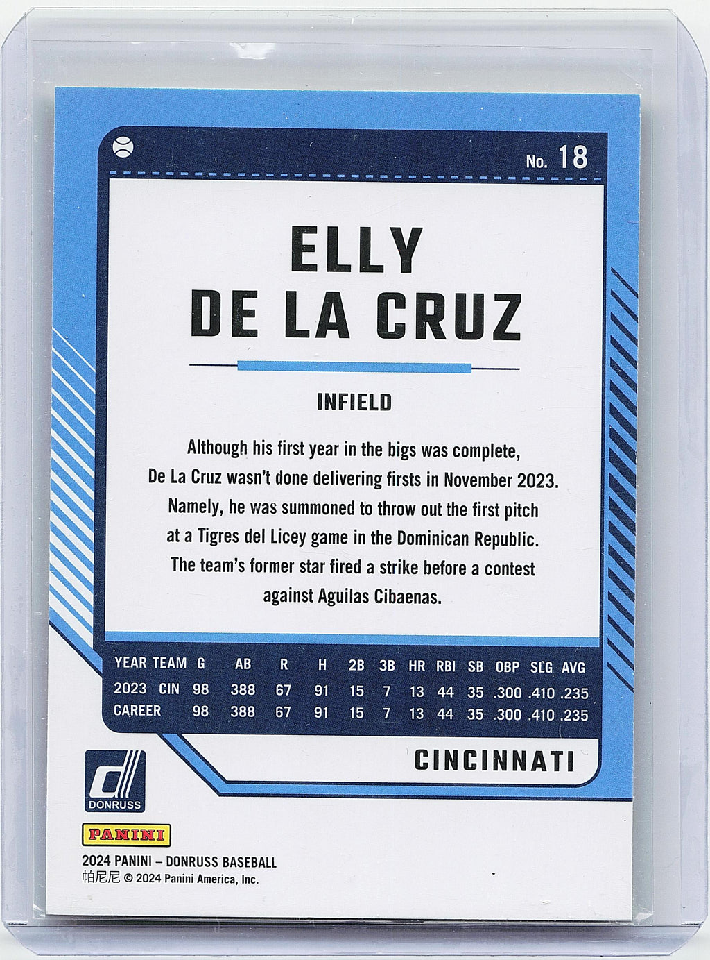 2024 Donruss #18 Elly De La Cruz Yellow Flood
