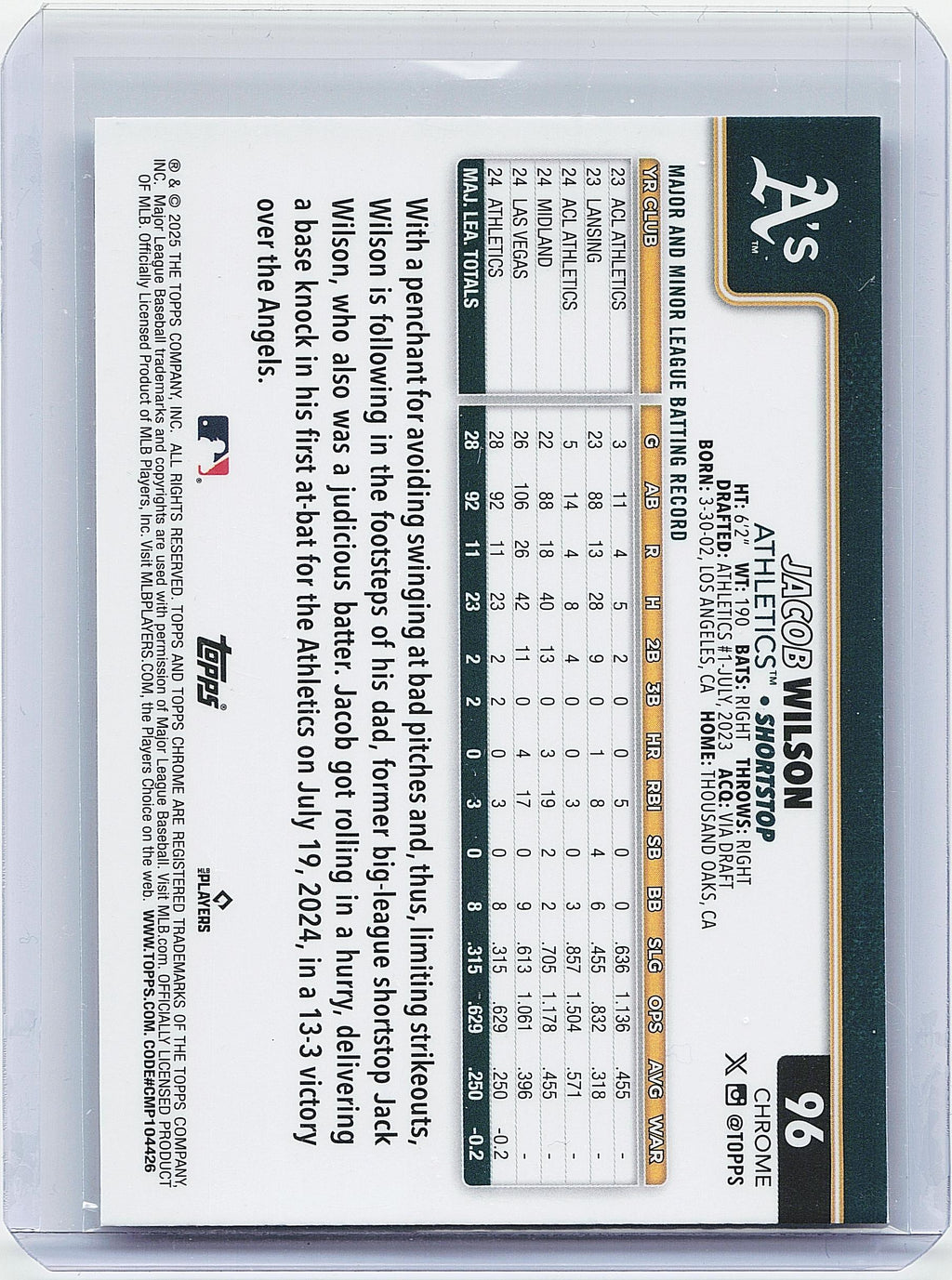 2025 Topps Chrome #96 Jacob Wilson