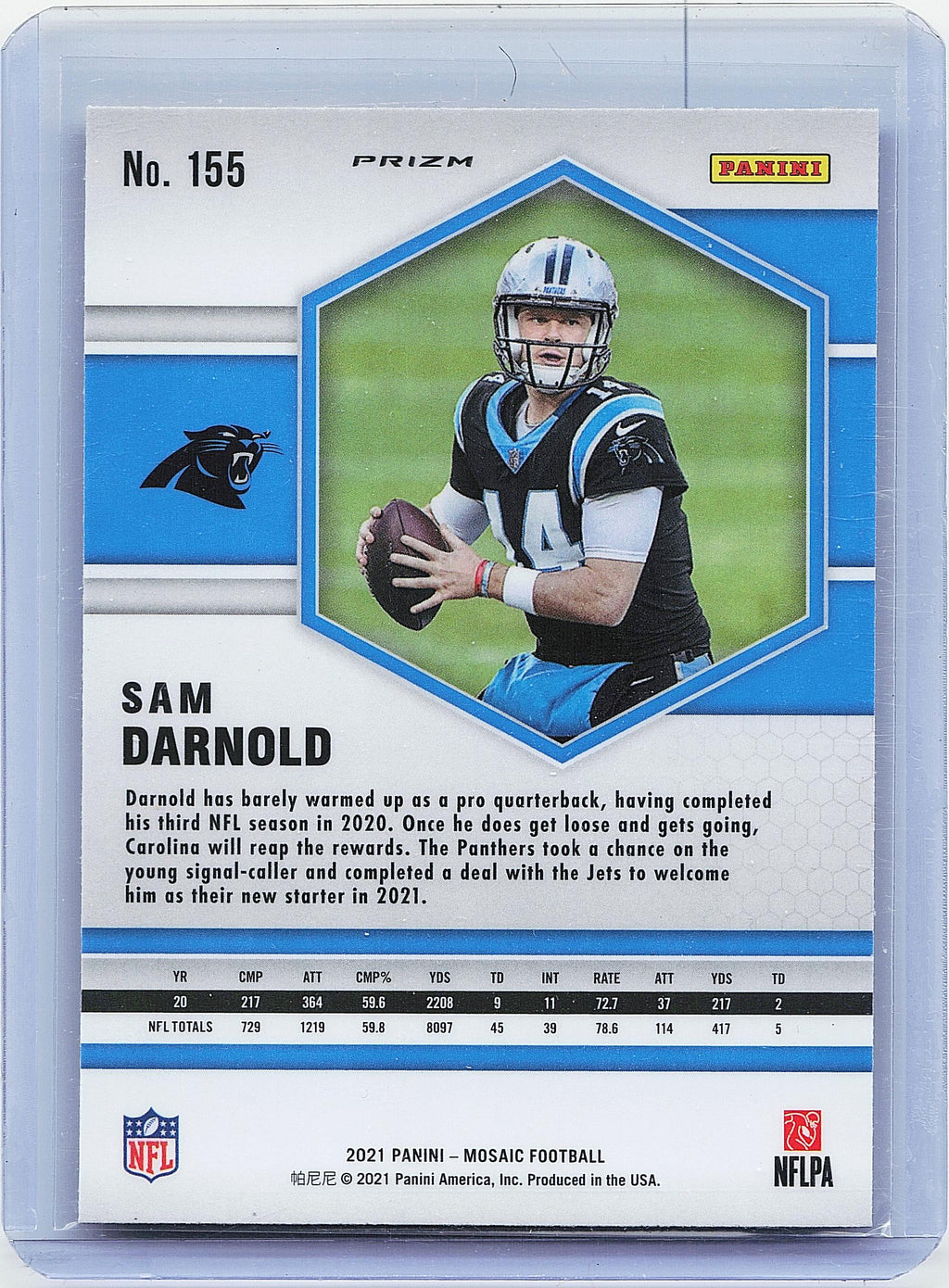2021 Panini Mosaic #155 Sam Darnold Prizm Reactive Yellow