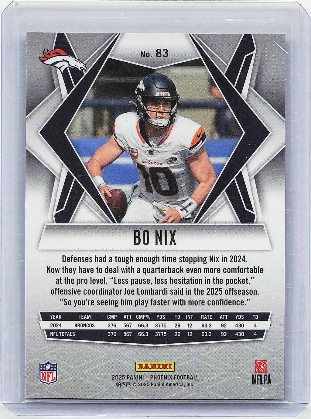 2025 Panini Phoenix #83 Bo Nix Silver Pyramids Prizm