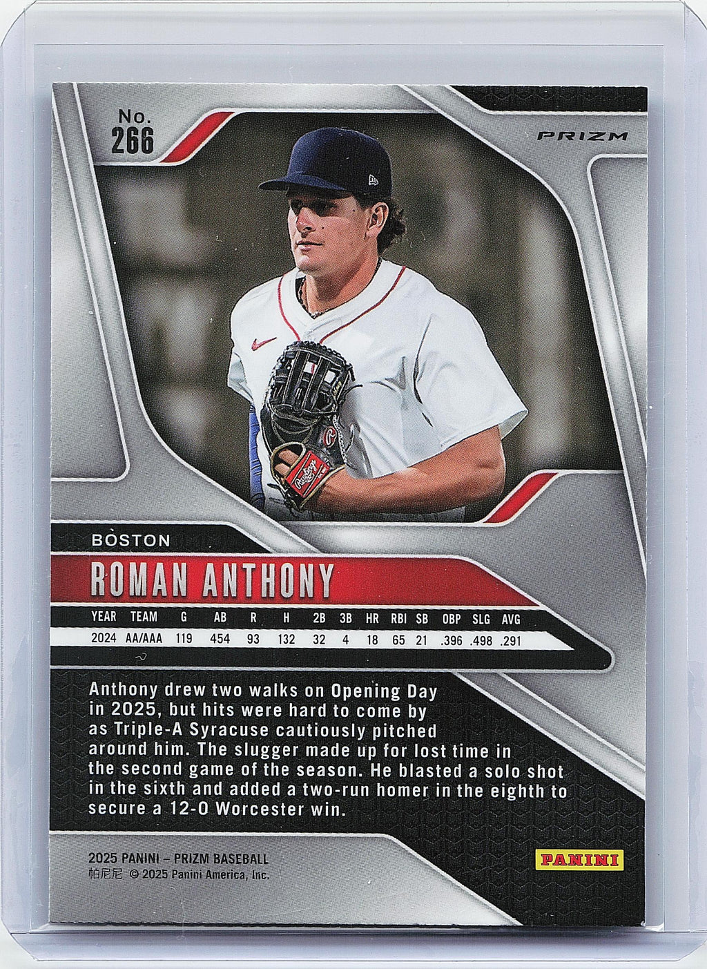 2025 Panini Prizm #266 Roman Anthony Silver Prizms