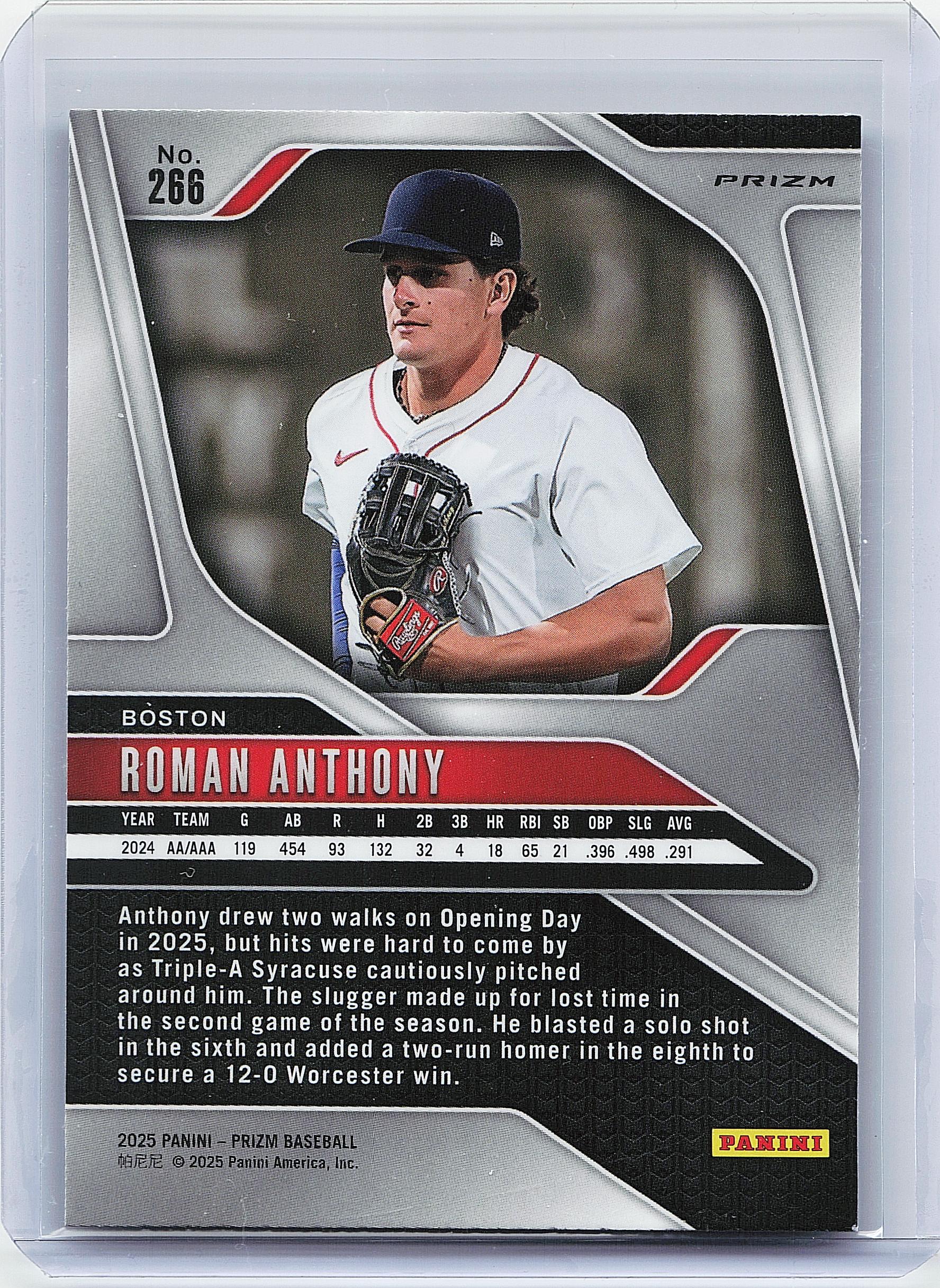 2025 Panini Prizm #266 Roman Anthony Silver Prizms