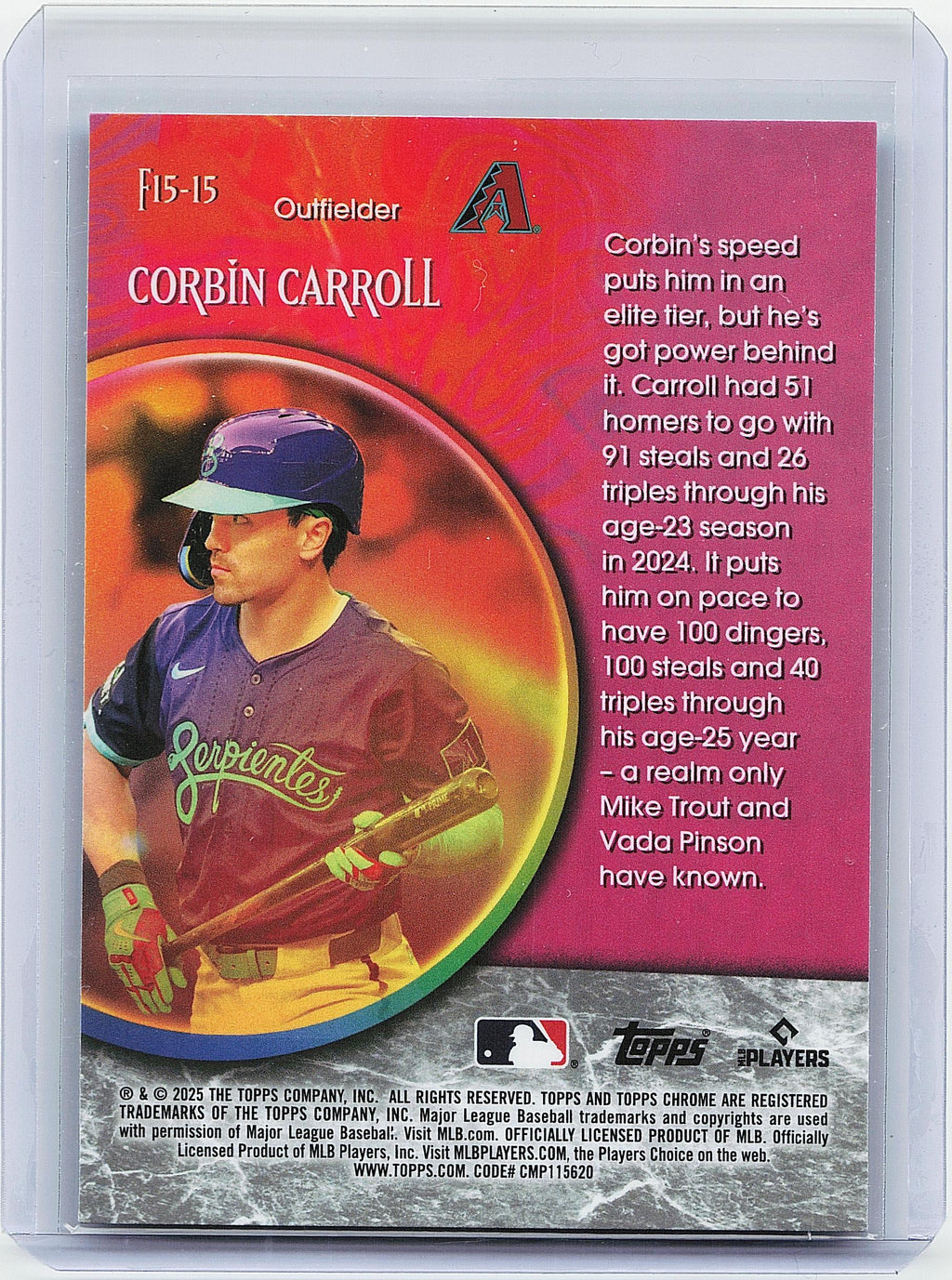 2025 Topps Chrome Update #F15-15 Corbin Carroll Fortune 15