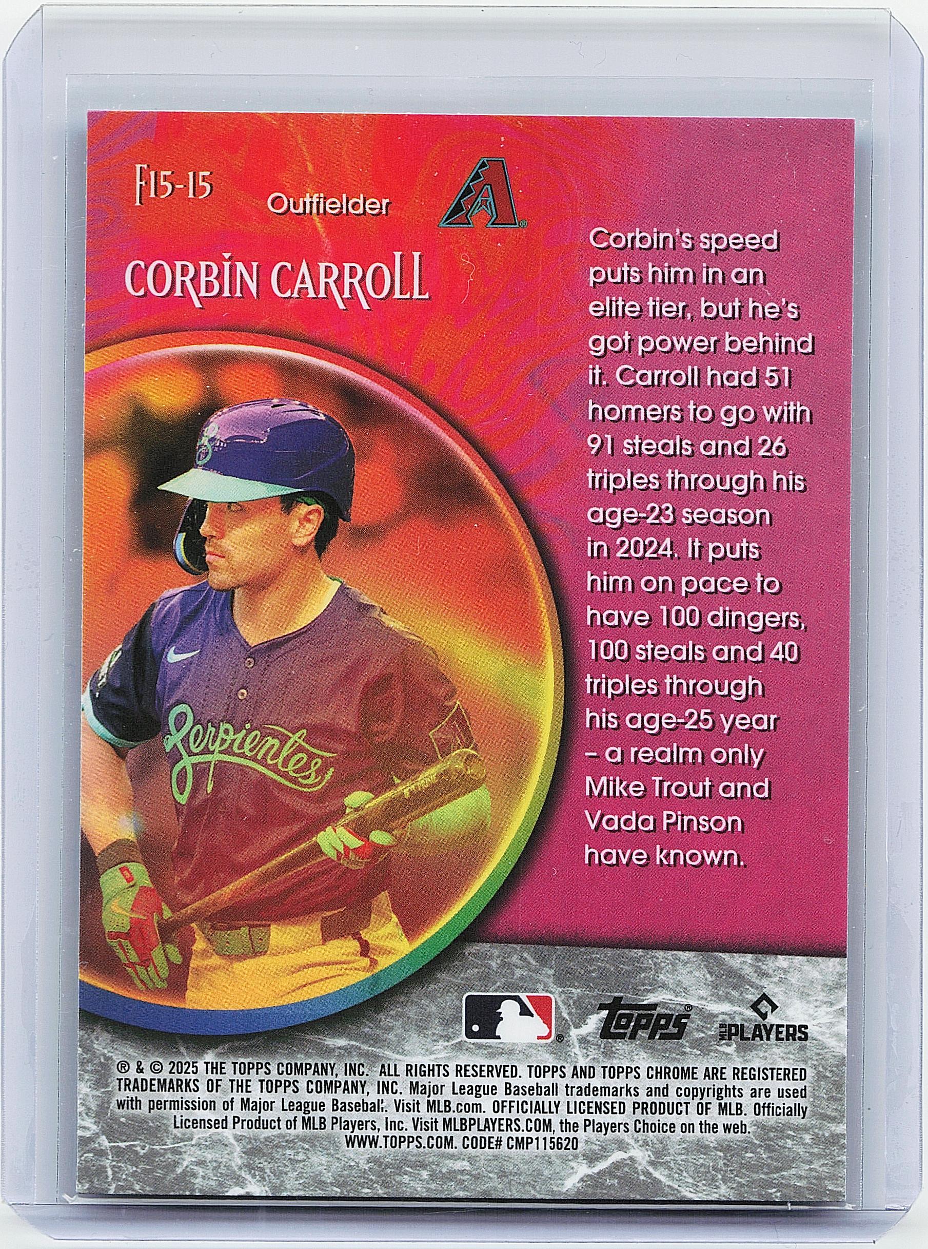 2025 Topps Chrome Update #F15-15 Corbin Carroll Fortune 15