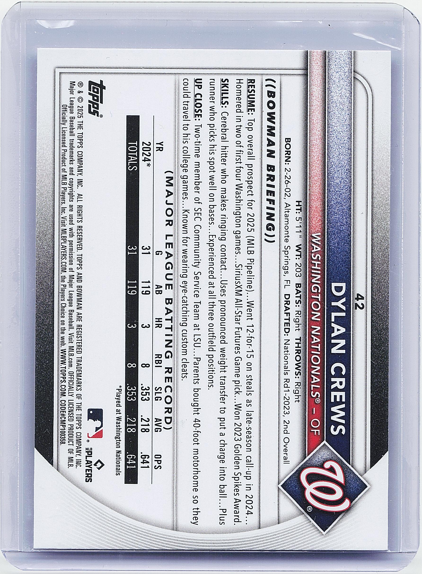 2025 Bowman #42 Dylan Crews