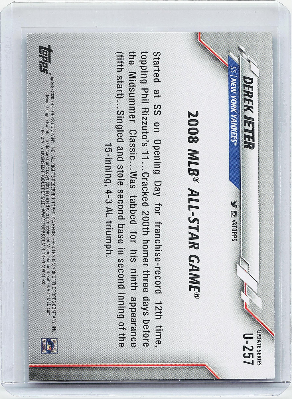 2020 Topps Update #U-257 Derek Jeter Yellow