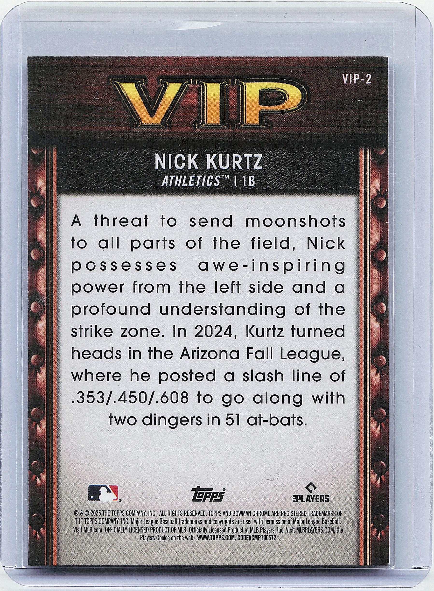 2025 Bowman #VIP-2 Nick Kurtz Very Important Prospects