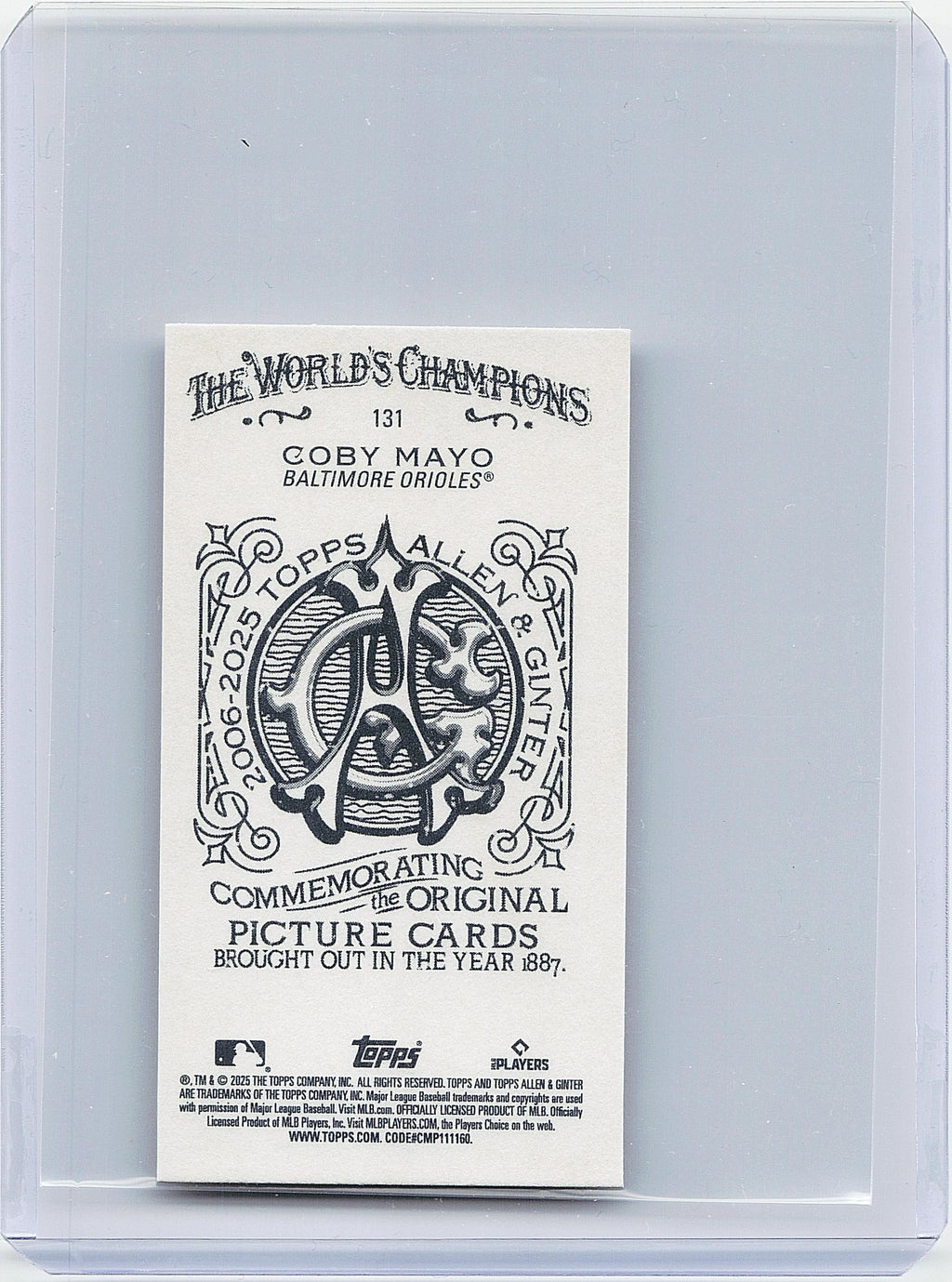 2025 Topps Allen & Ginter #131 Coby Mayo Mini Allen & Ginter Back