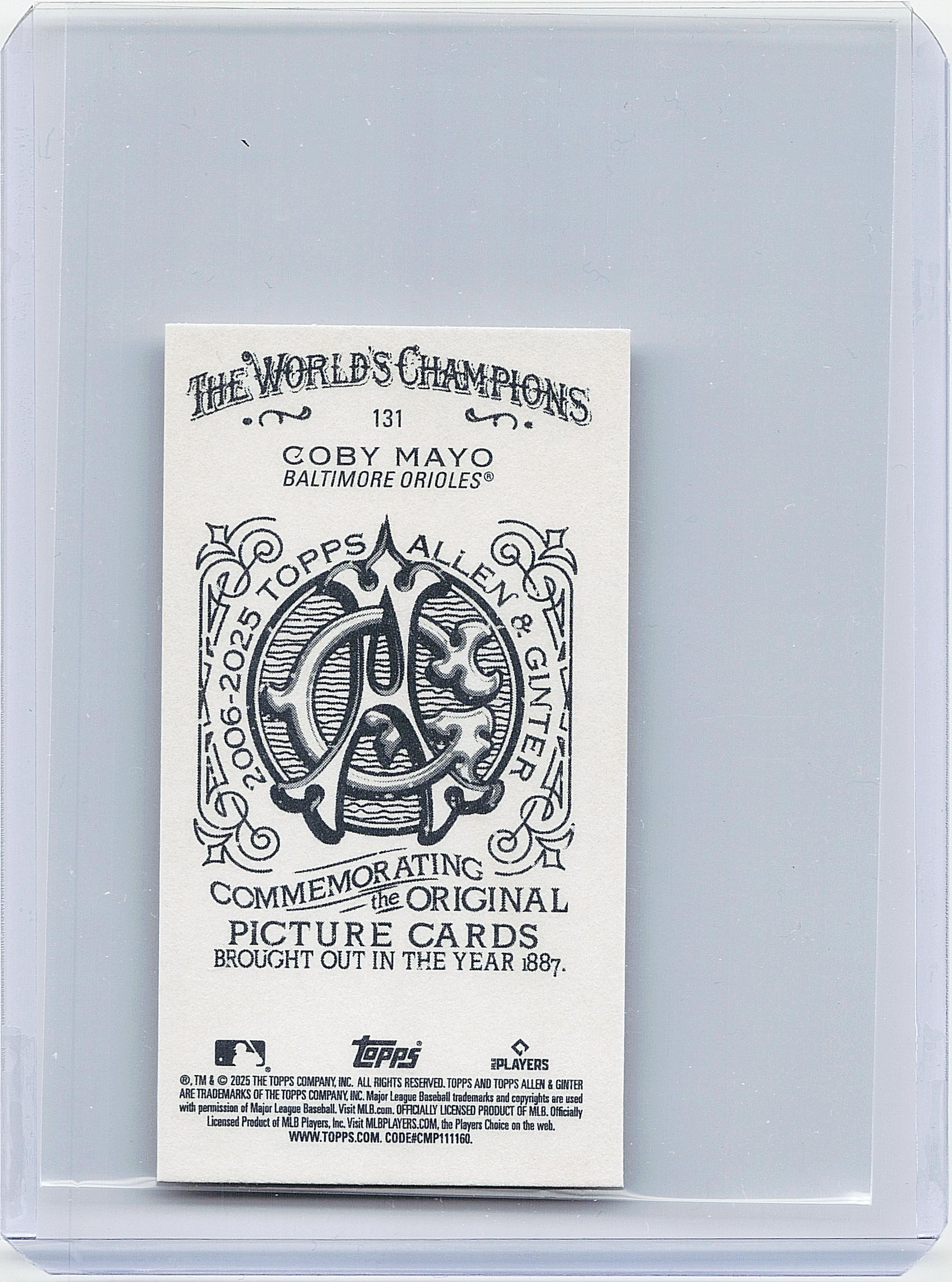 2025 Topps Allen & Ginter #131 Coby Mayo Mini Allen & Ginter Back