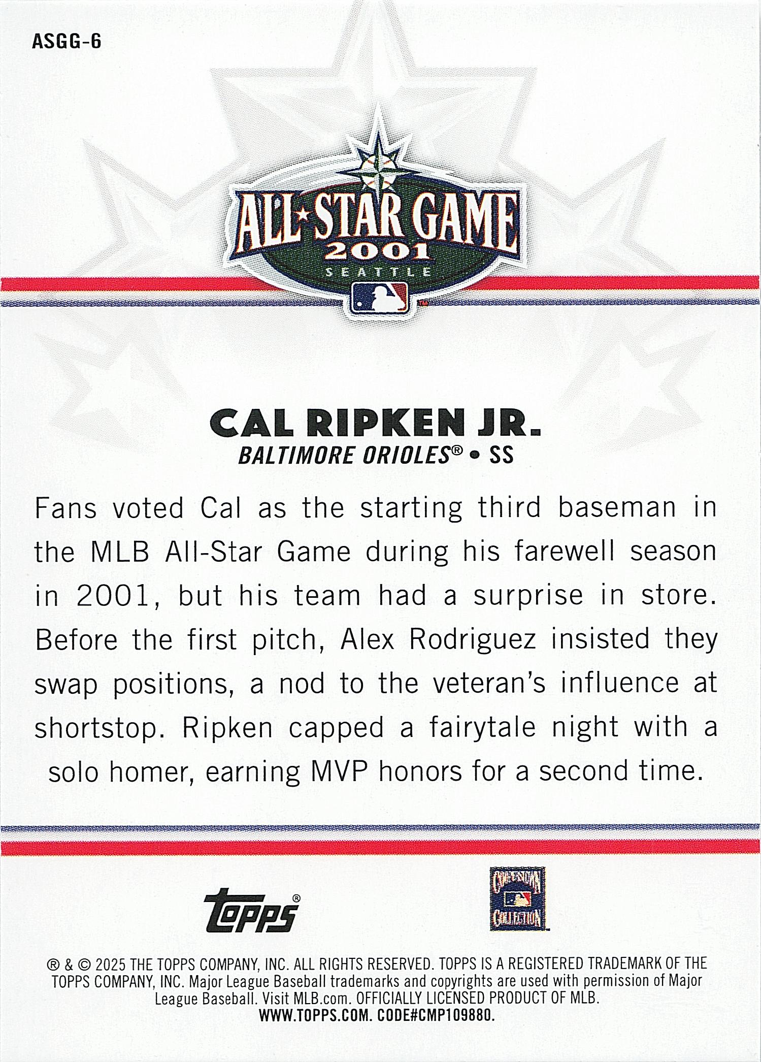 2025 Topps All-Star Game #ASGG-6 Cal Ripken Jr. All-Star Game Greats