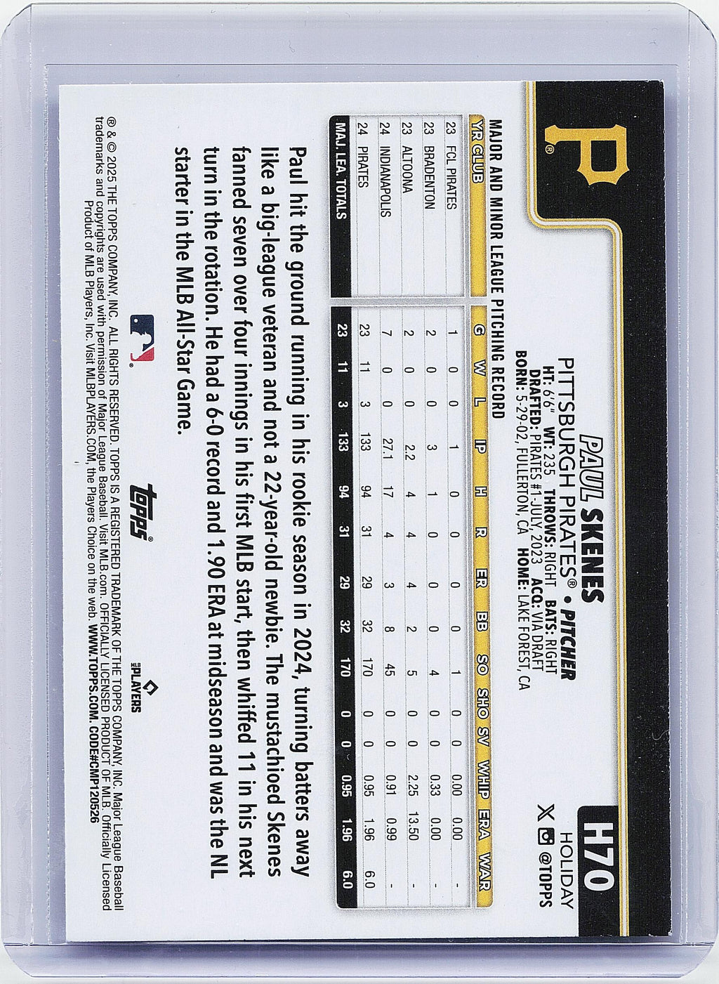 2025 Topps Holiday #H70 Paul Skenes