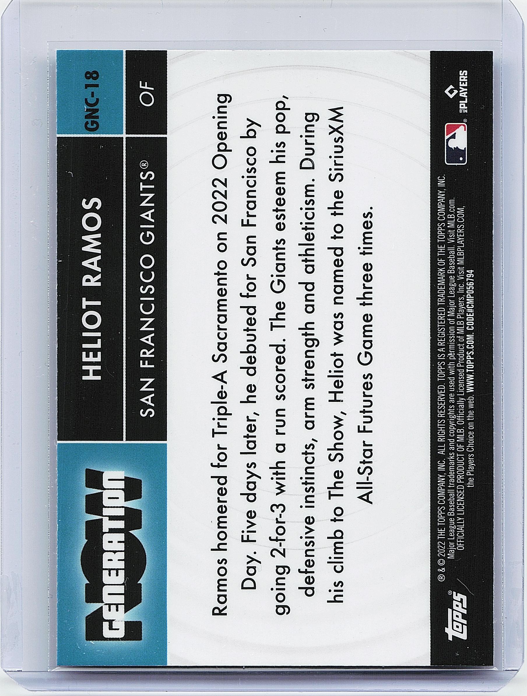 2022 Topps Chrome Update #GNC-18 Heliot Ramos Generation Now Chrome