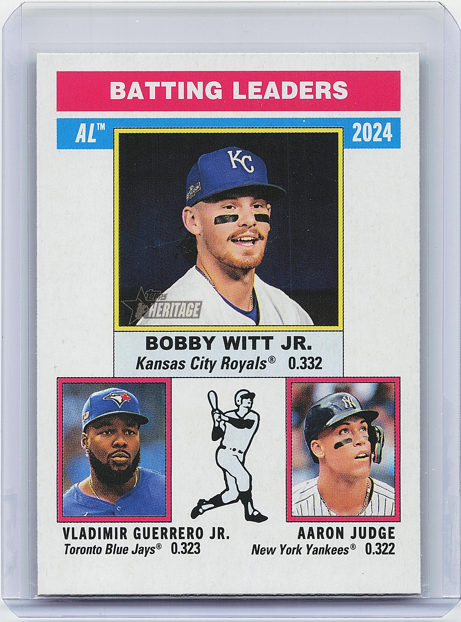 2025 Topps Heritage #192 AL Batting (Judge / Guerrero Jr. / Bobby Witt Jr.)