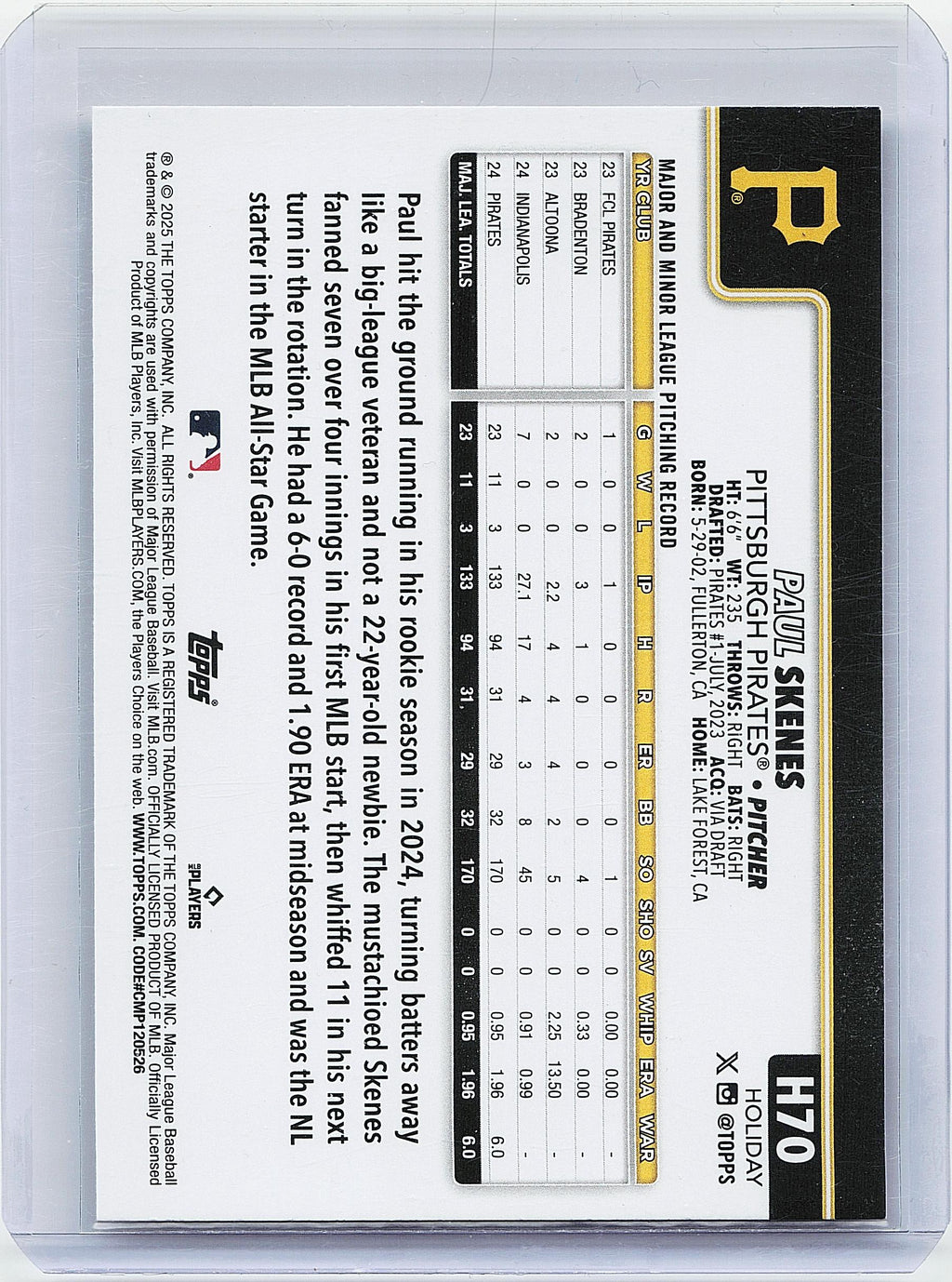 2025 Topps Holiday #H70 Paul Skenes