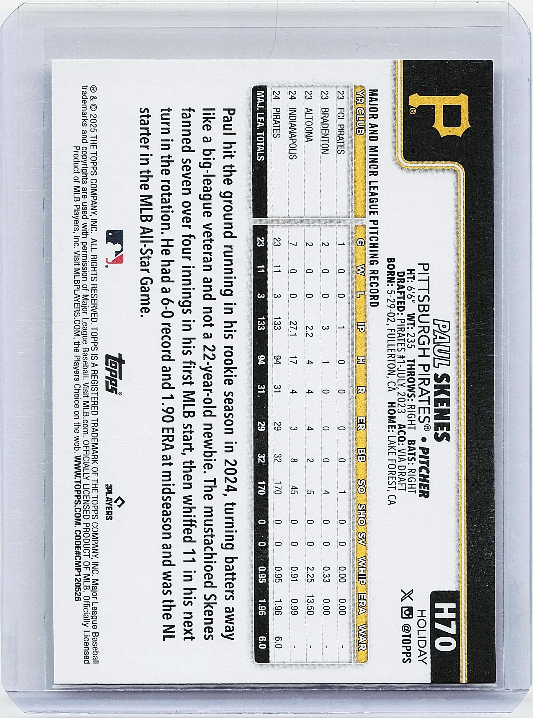 2025 Topps Holiday #H70 Paul Skenes