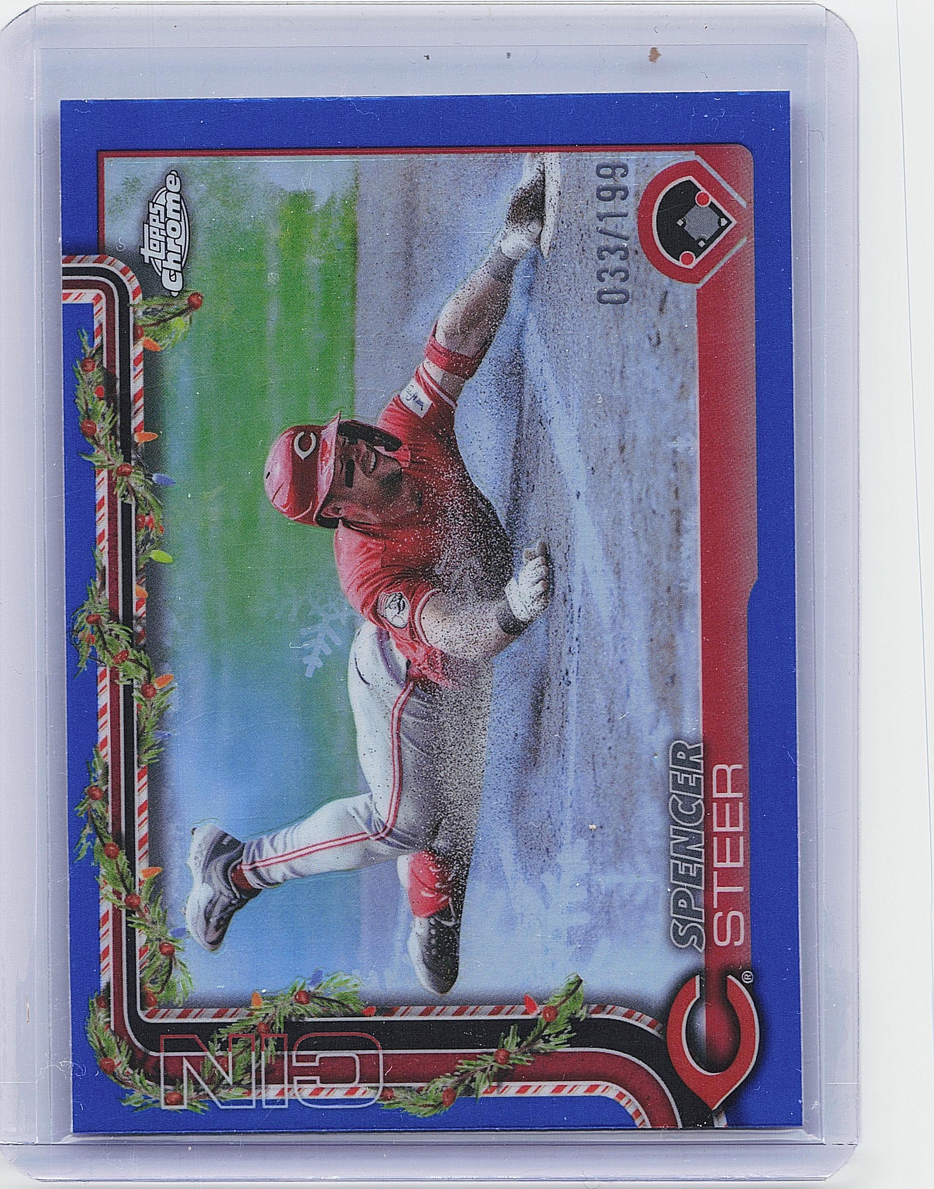 2025 Topps Holiday #HC192 Spencer Steer Chrome Blue Refractors #/199