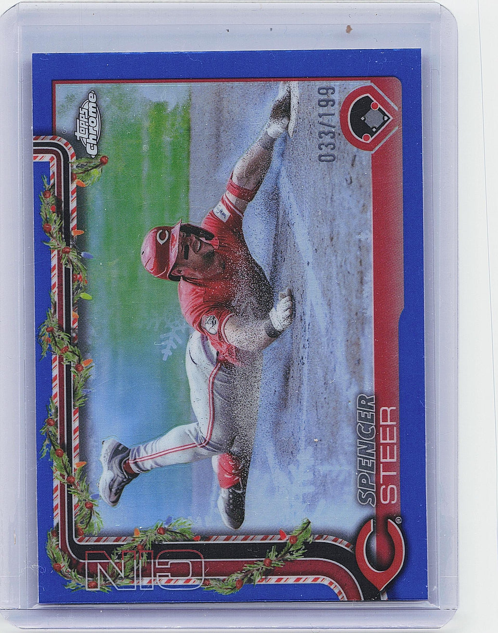 2025 Topps Holiday #HC192 Spencer Steer Chrome Blue Refractors #/199