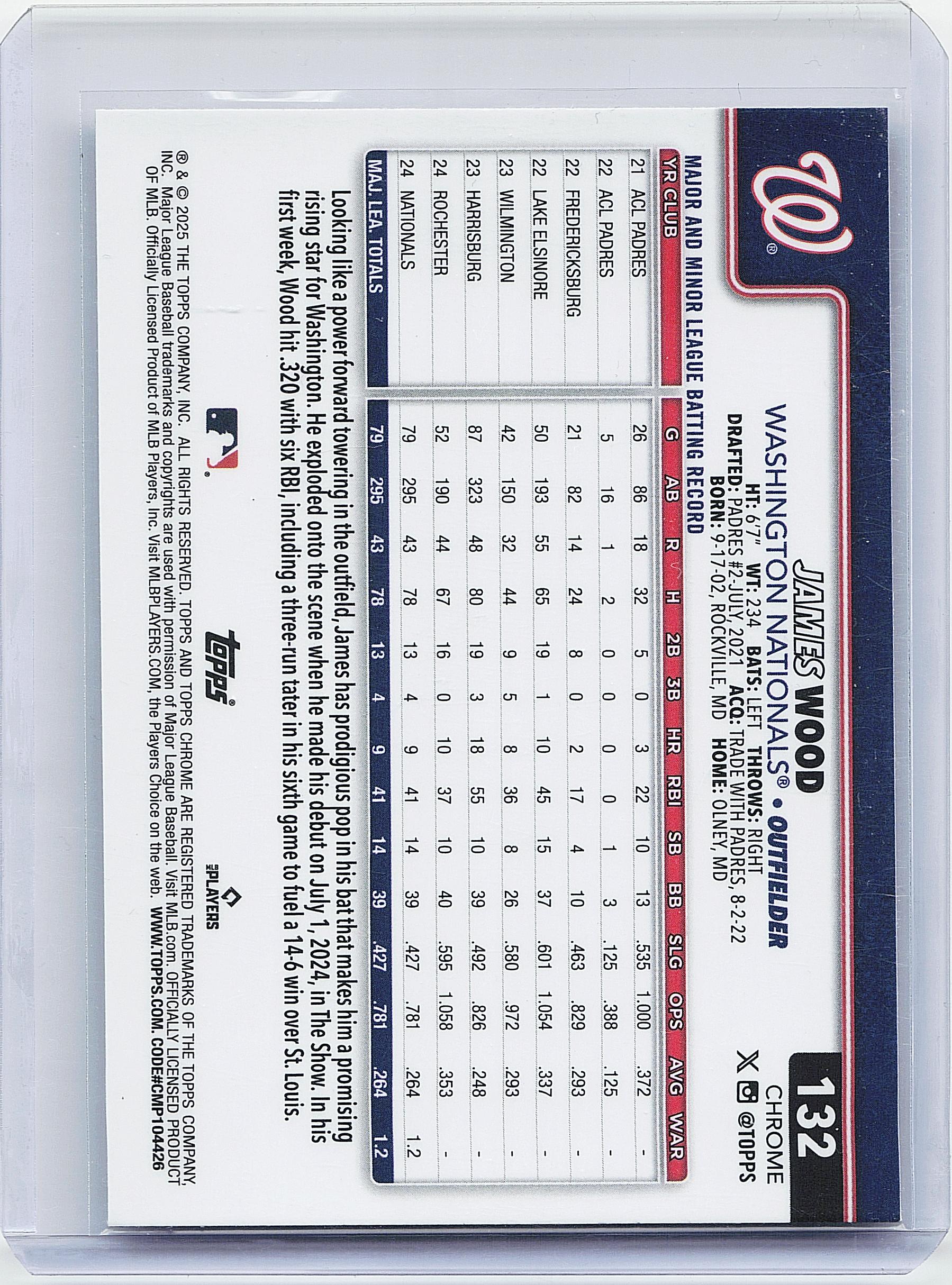 2025 Topps Chrome #132 James Wood Prism Refractors