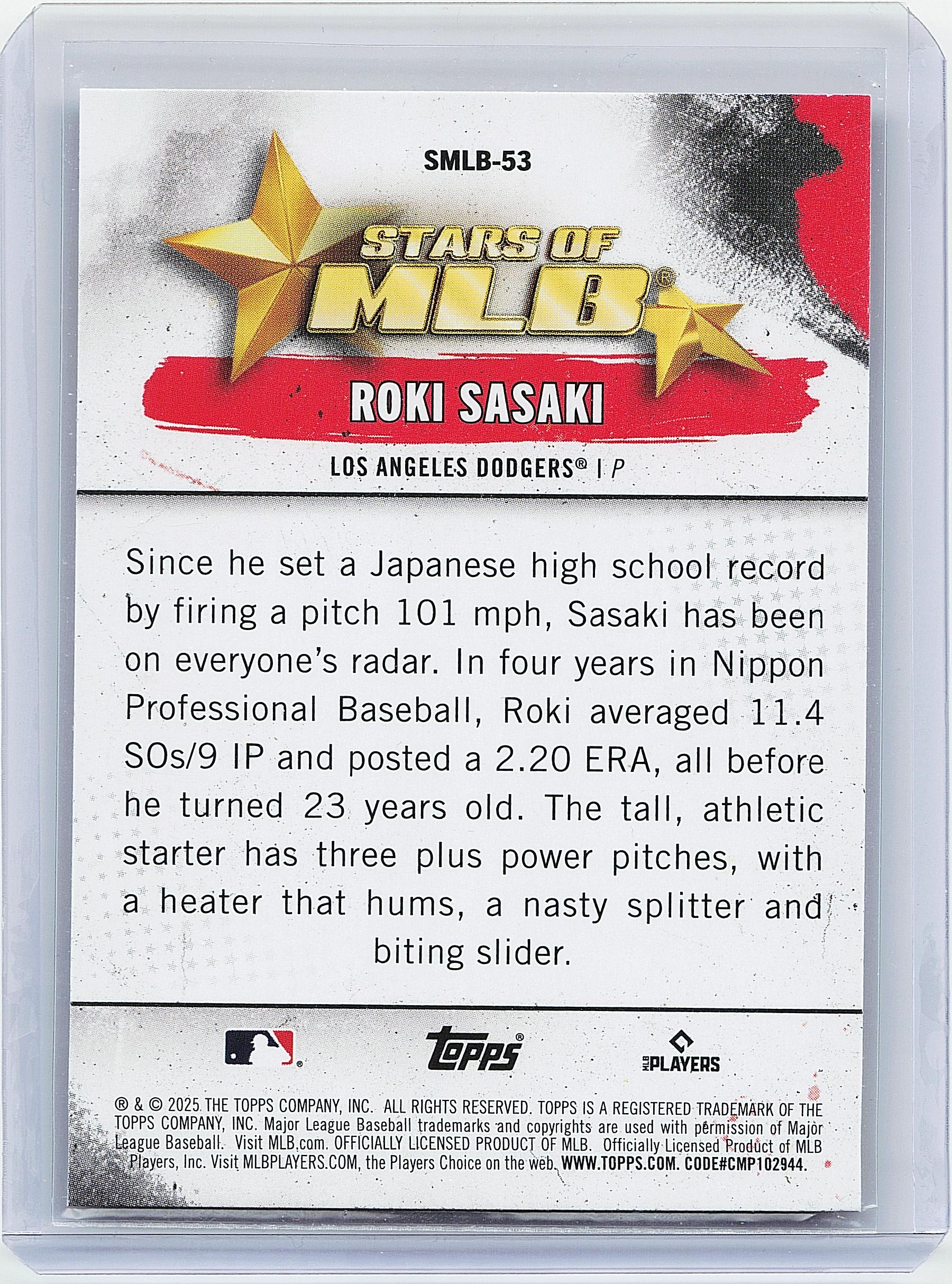 2025 Topps #SMLB-53 Roki Sasaki Stars of MLB