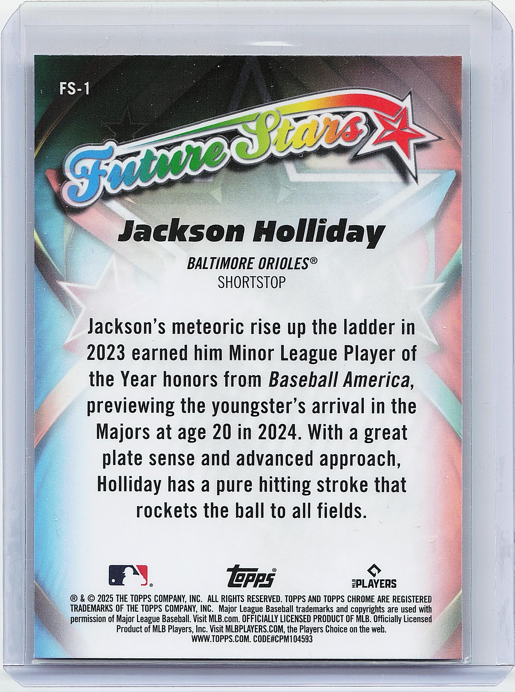2025 Topps Chrome #FS-1 Jackson Holliday Future Stars