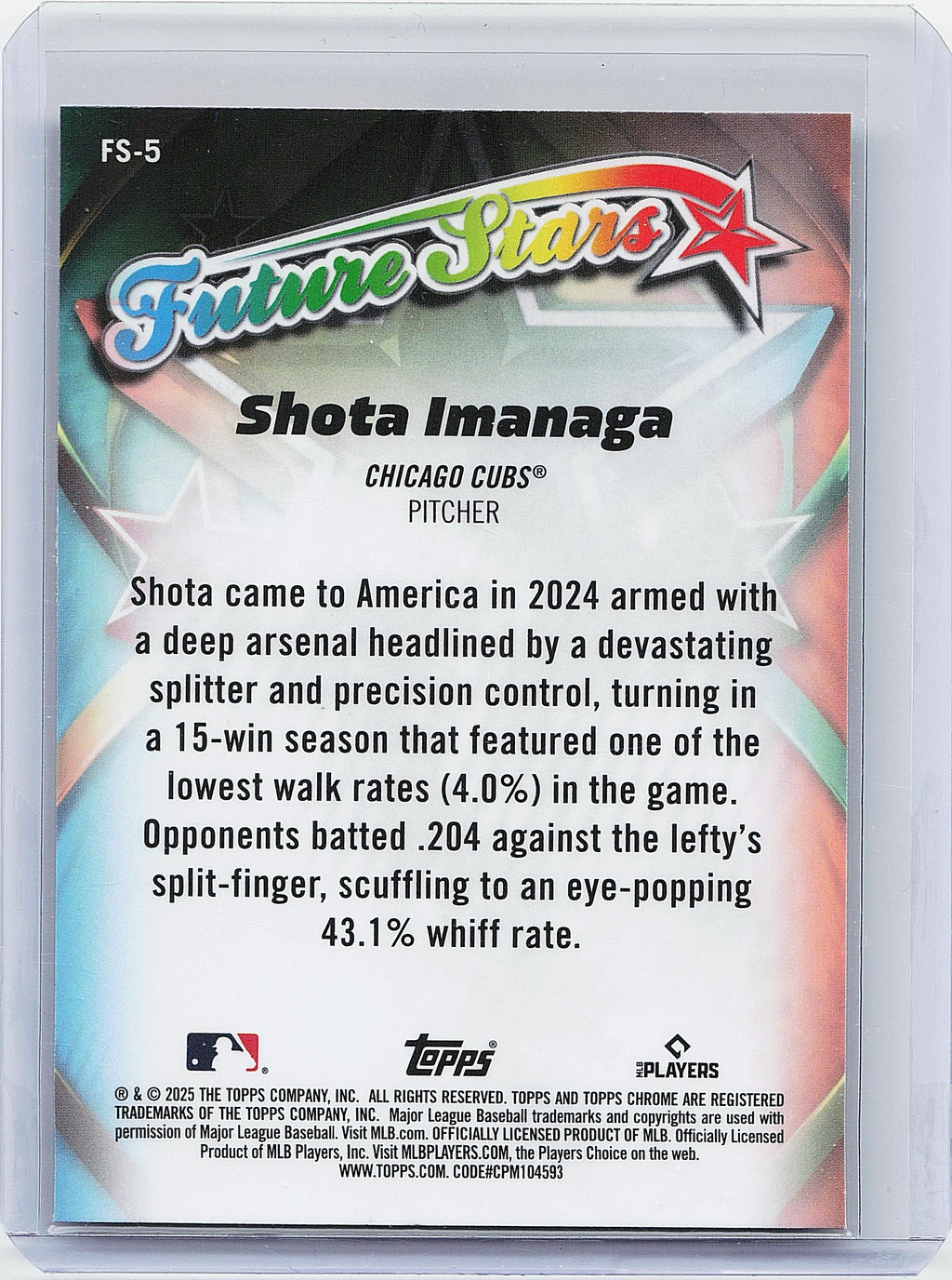 2025 Topps Chrome #FS-5 Shota Imanaga Future Stars